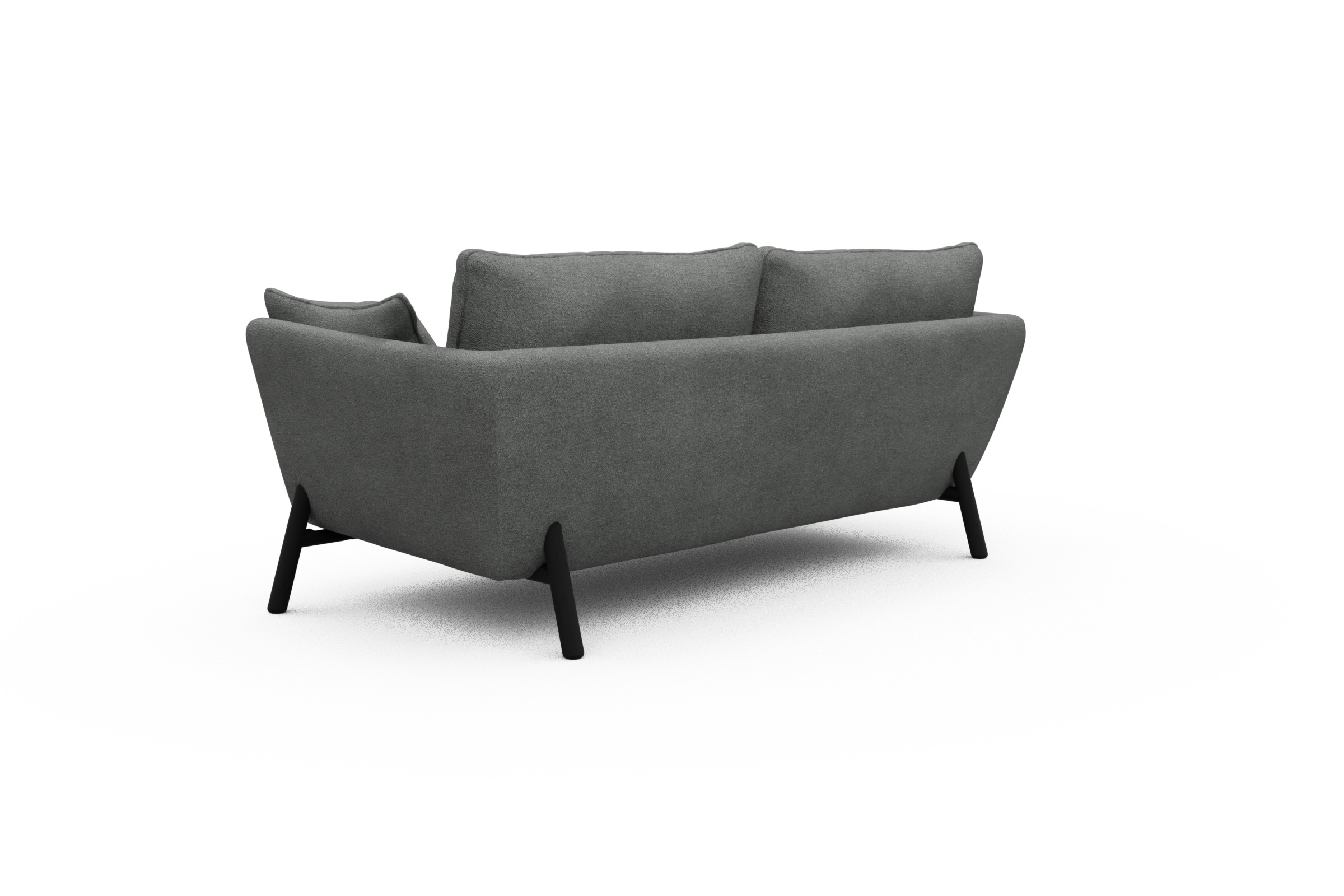 Sofa Emil 2-Sitzer Beinfarbe Eiche Schwarz Boucle-Ash-Grey