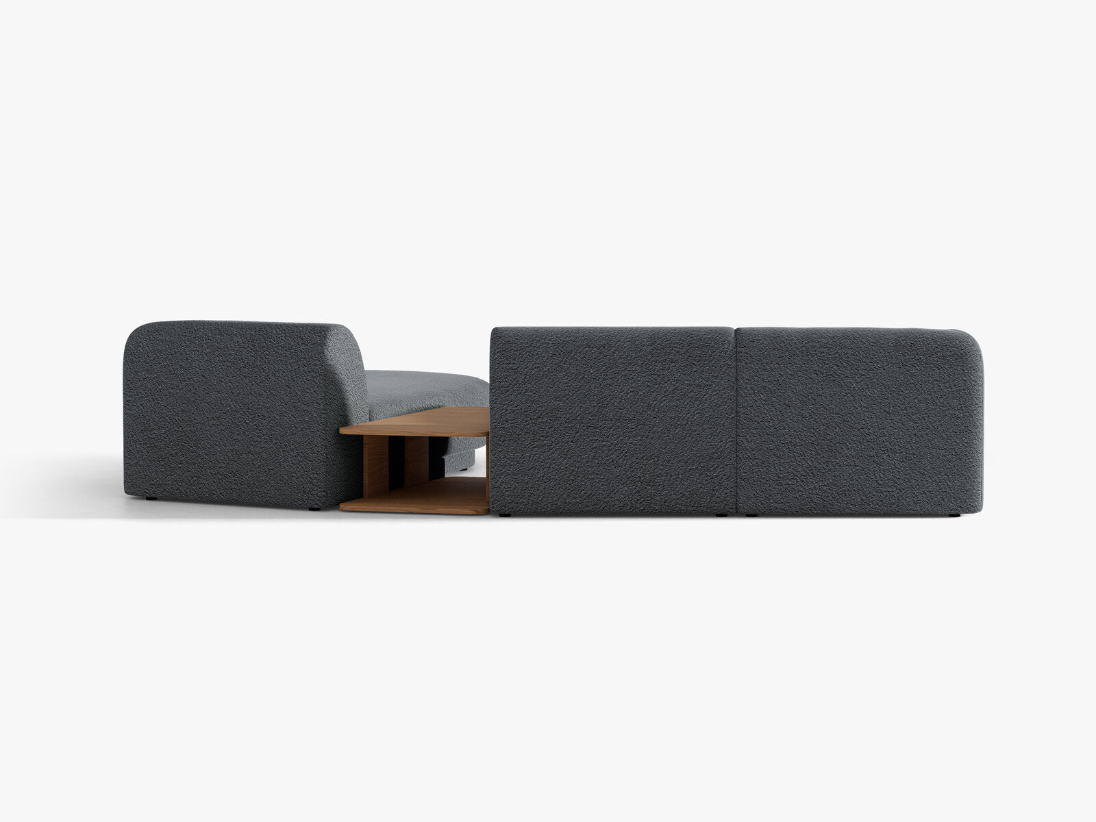 Micadoni Modulares Sofa Miley mit Recamiere 3-Sitzer Rechts Boucle Baloo Dunkelgrau