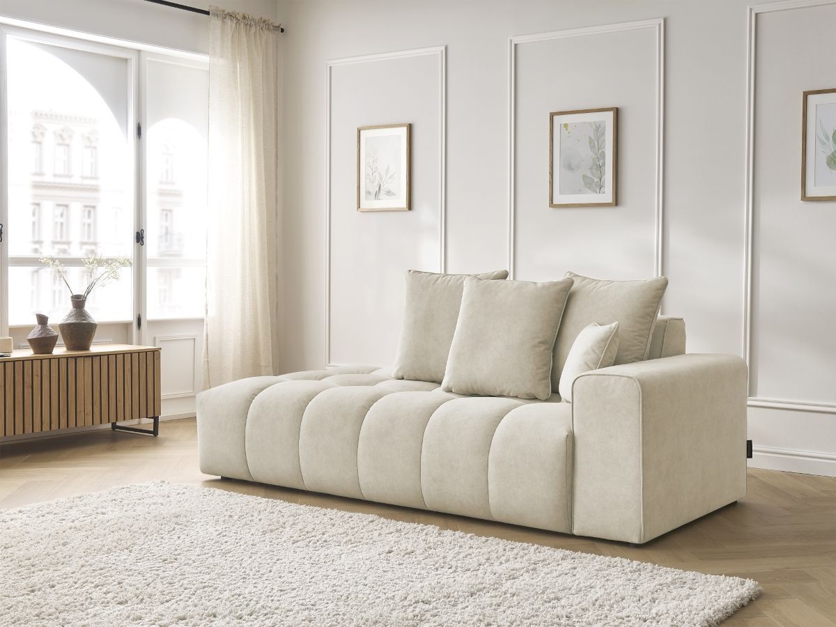 Bobochic Mont-blanc Sofa 4-Sitzer Samt Beige Armlehne rechts