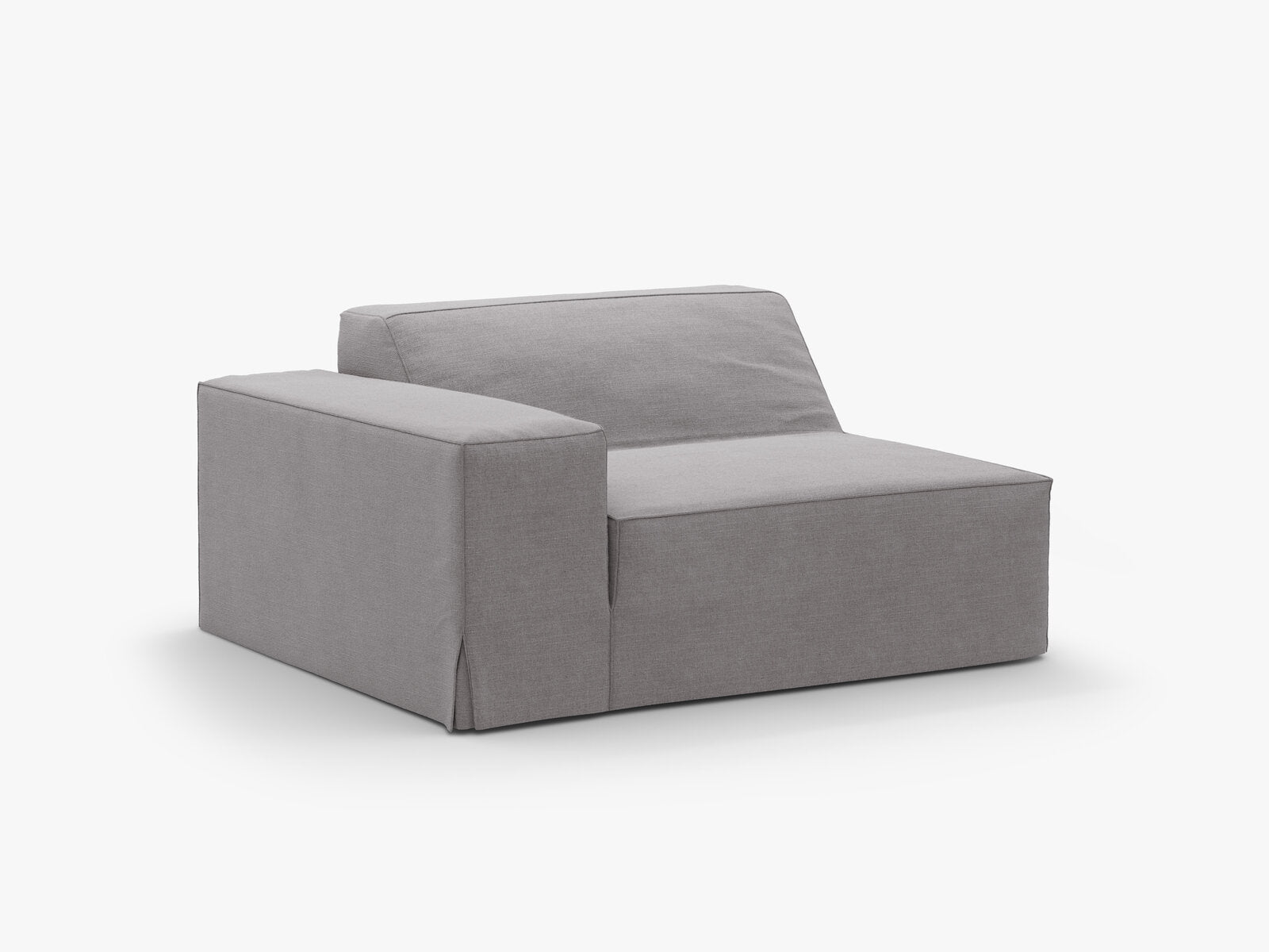Micadoni Eckmodul mit Armlehne Jodie 1-Sitzer Links Strukturierter Stoff Lins Warmes Grau