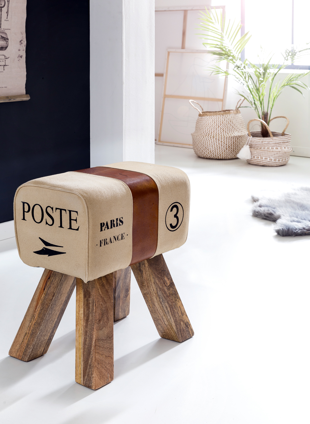 Sitzhocker Dalvik Stoff Braun 40 × 30 × 47 cm