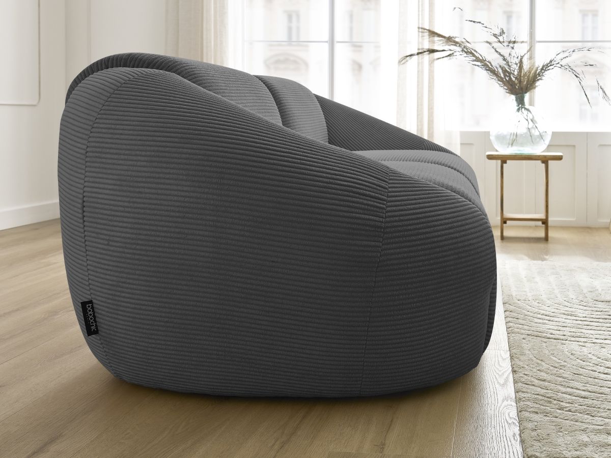 Bobochic Tina Sofa 2-Sitzer Cordsamt Dunkelgrau