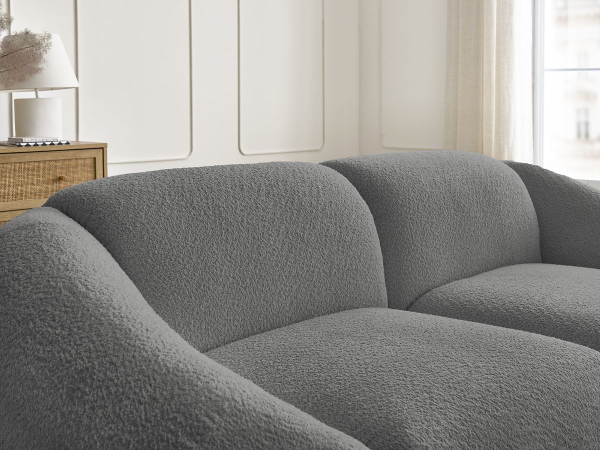 Bobochic Tina Sofa 2-Sitzer Bouclé-Stoff Dunkelgrau