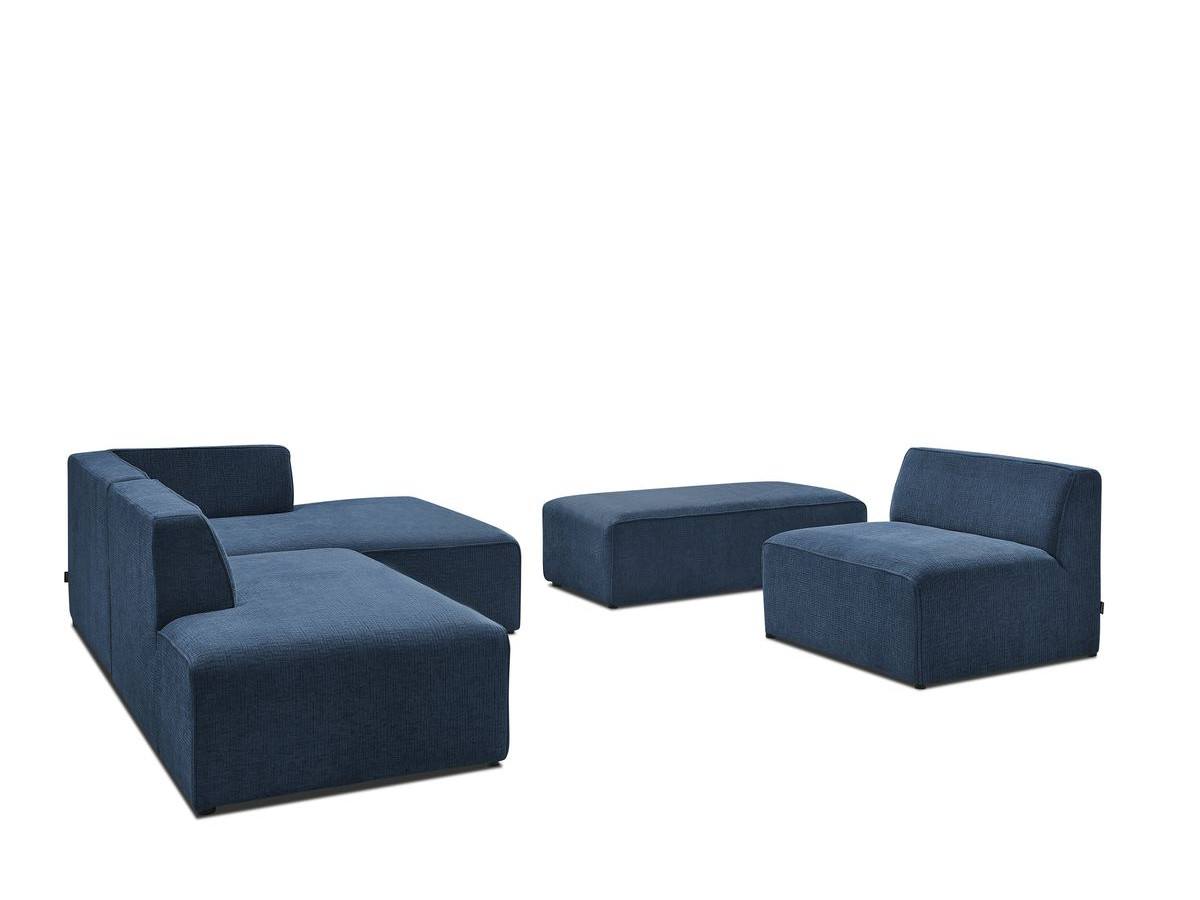 Bobochic Megeve Ecksofa mit Pouf Strukturstoff Dunkelblau Ecke rechts