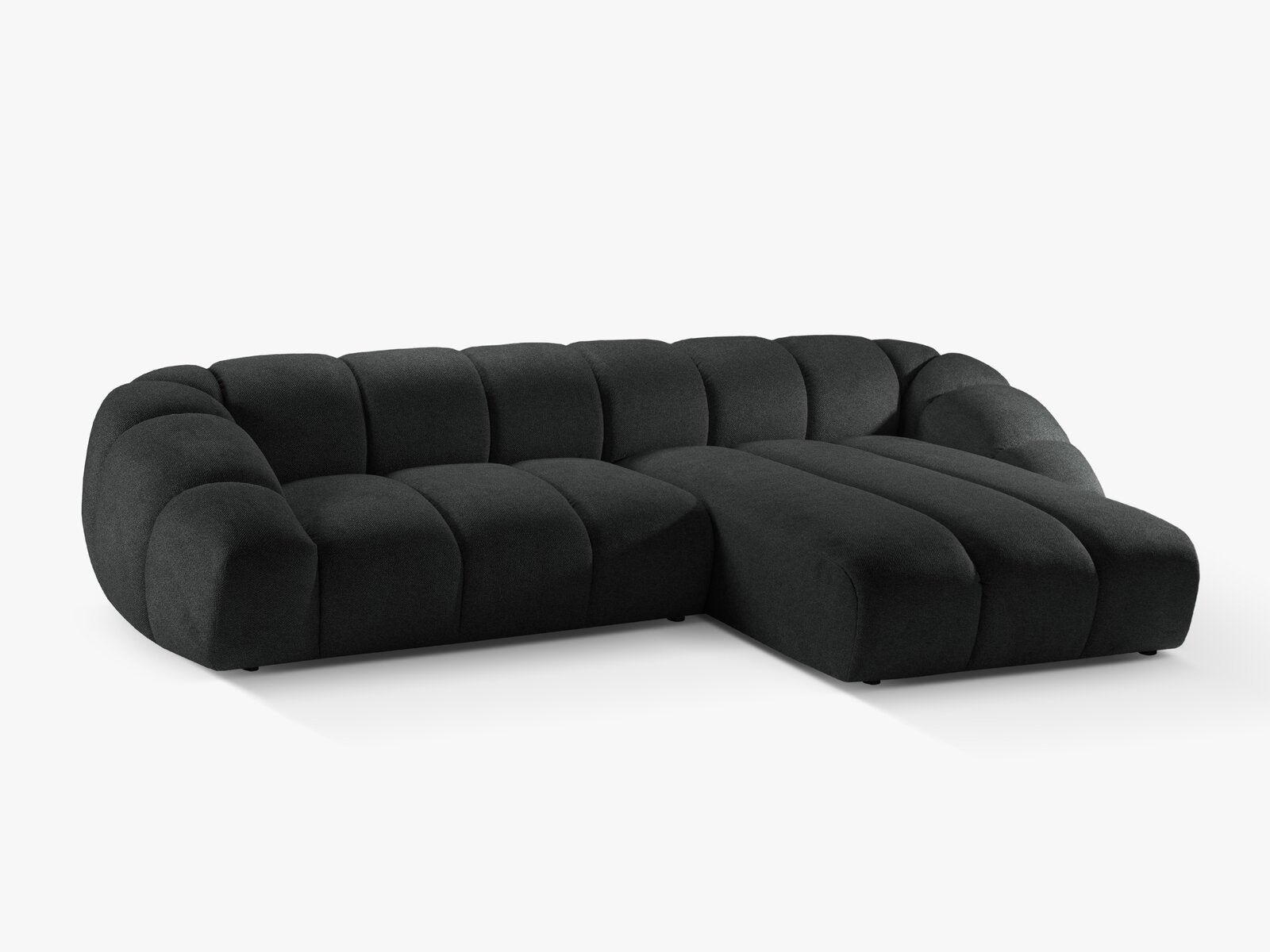 Micadoni Ecksofa Diana 4-Sitzer Rechts Strukturierter Samtstoff Anthrazit