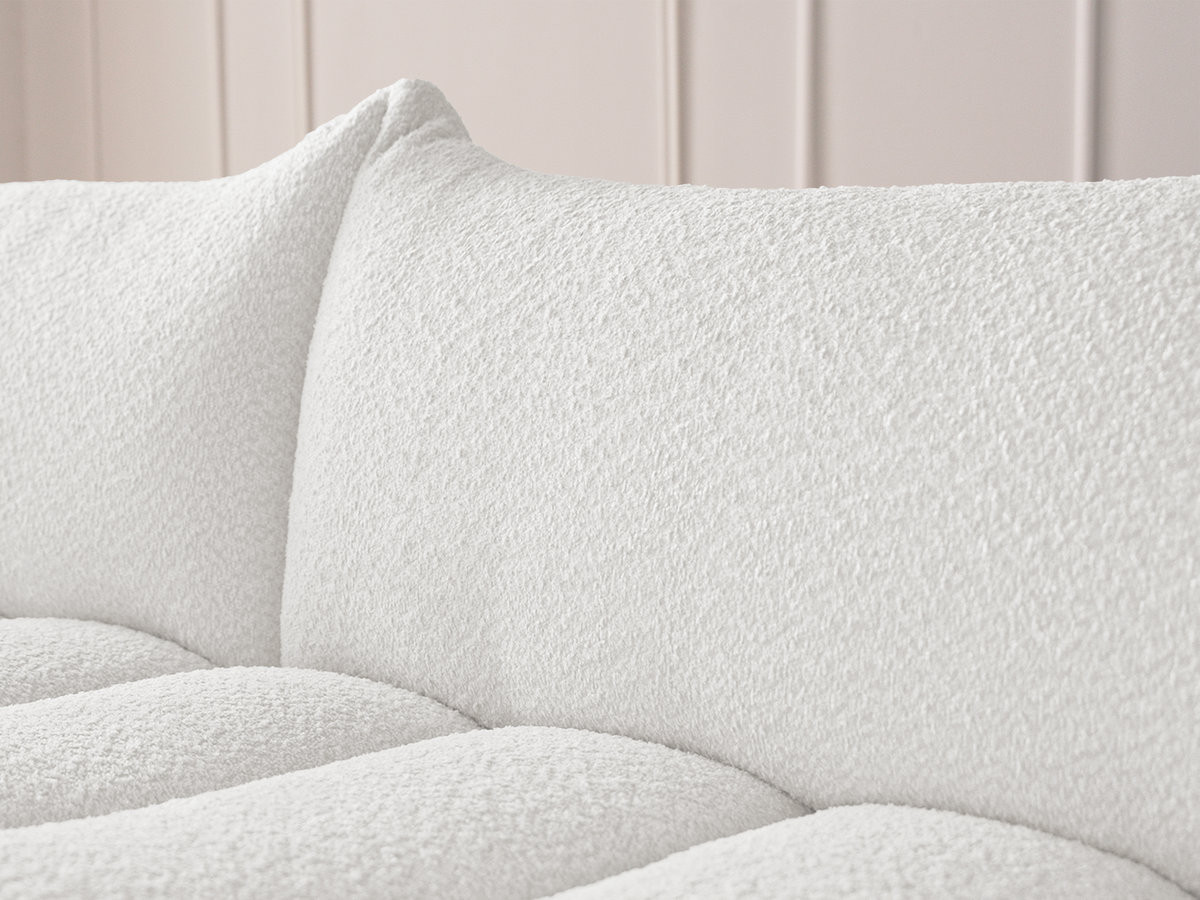 Bobochic Azra Ecksofa mit Pouf 325 × 112 cm Bouclé-Stoff Weiß Ecke links