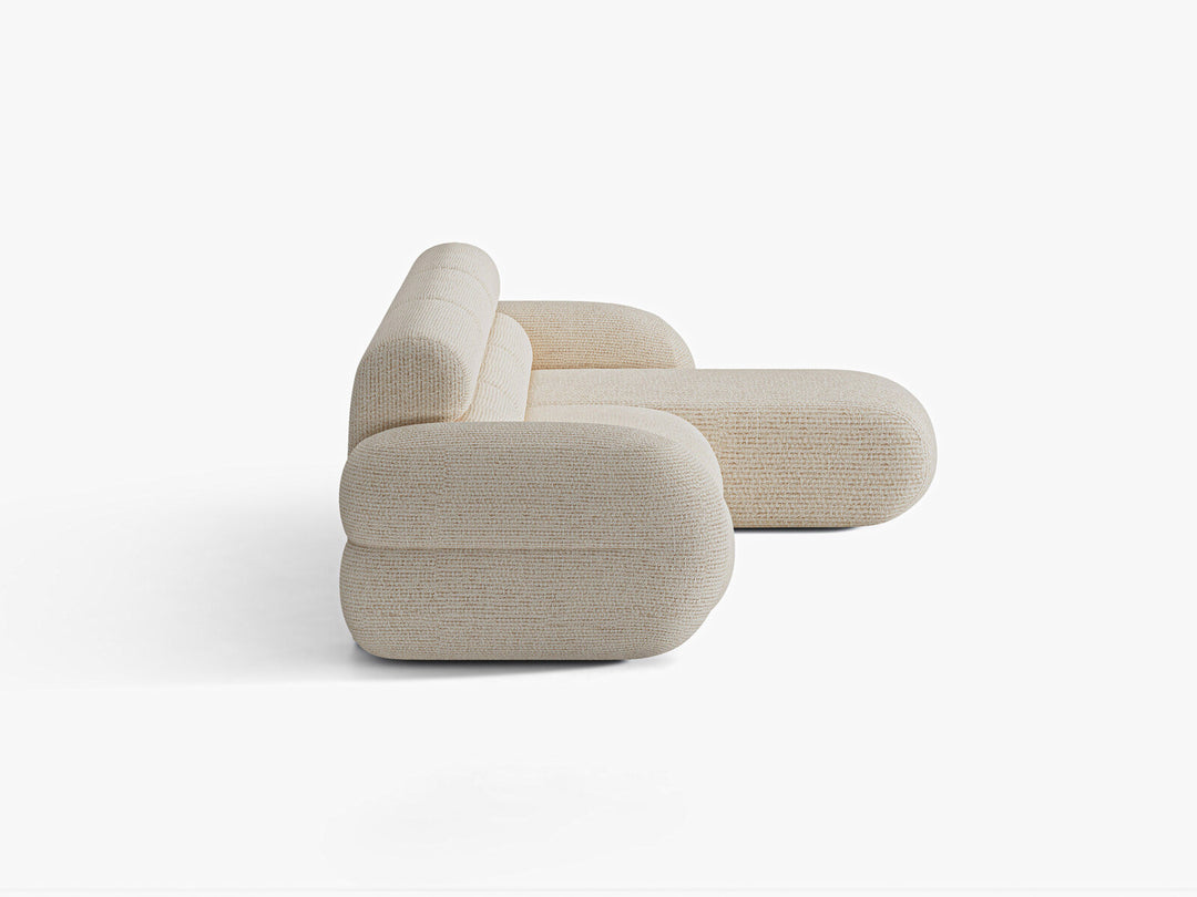 Micadoni Neo Ecksofa 4-Sitzer Rechts Chenille SILENCIO Helles Beige