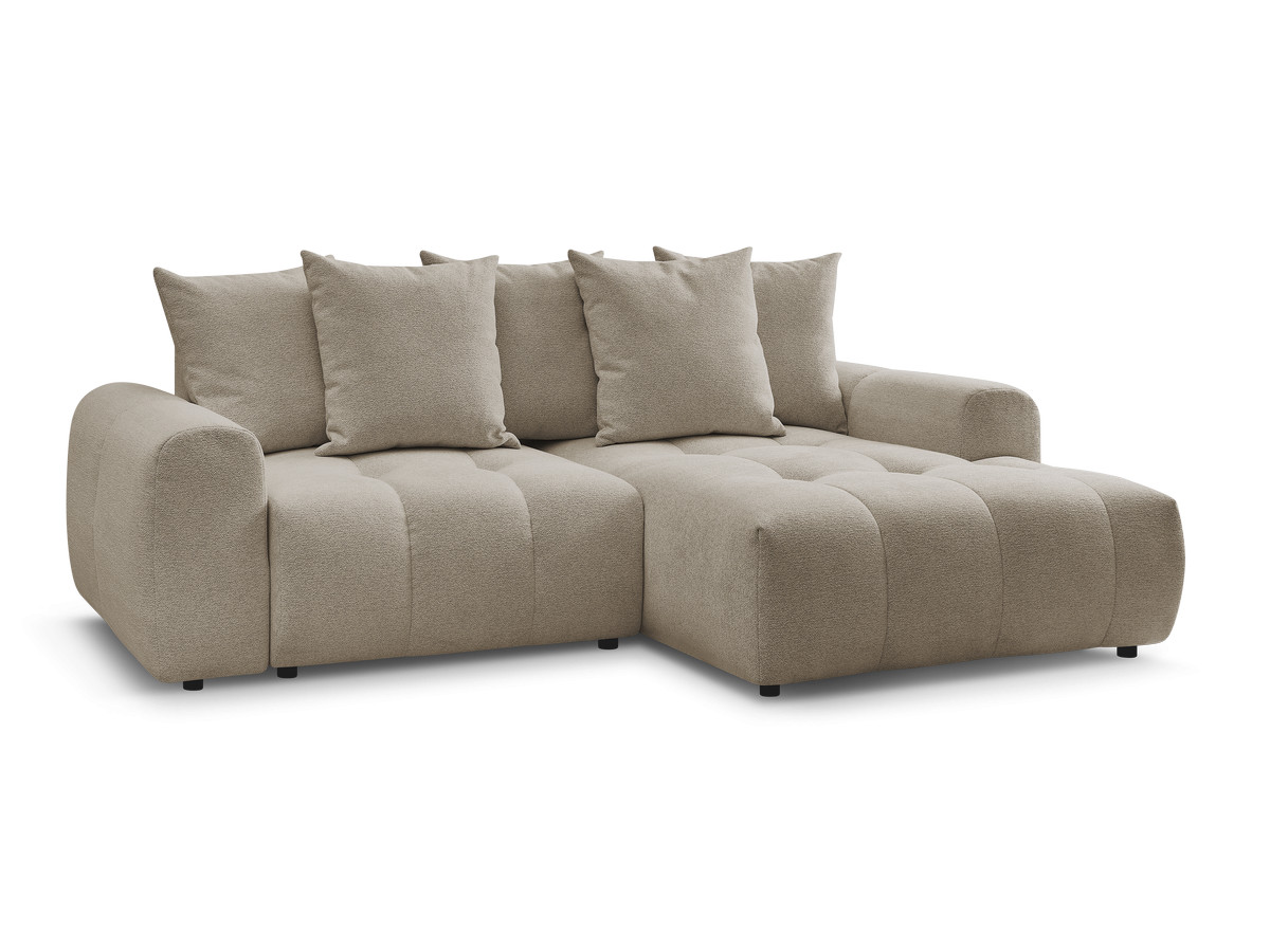 Bobochic Roxelane Ecksofa mit Schlaffunktion und Bettkasten 258 × 150 cm Melange-Stoff Taupe Ecke rechts