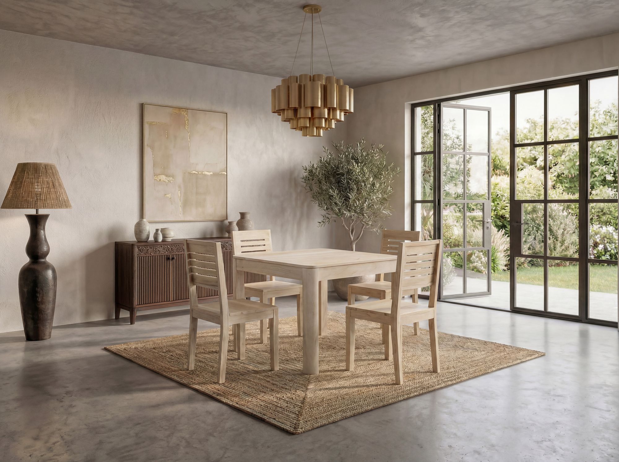 Esstisch Nesset Mango Massivholz Weiß 80 × 80 × 76 cm