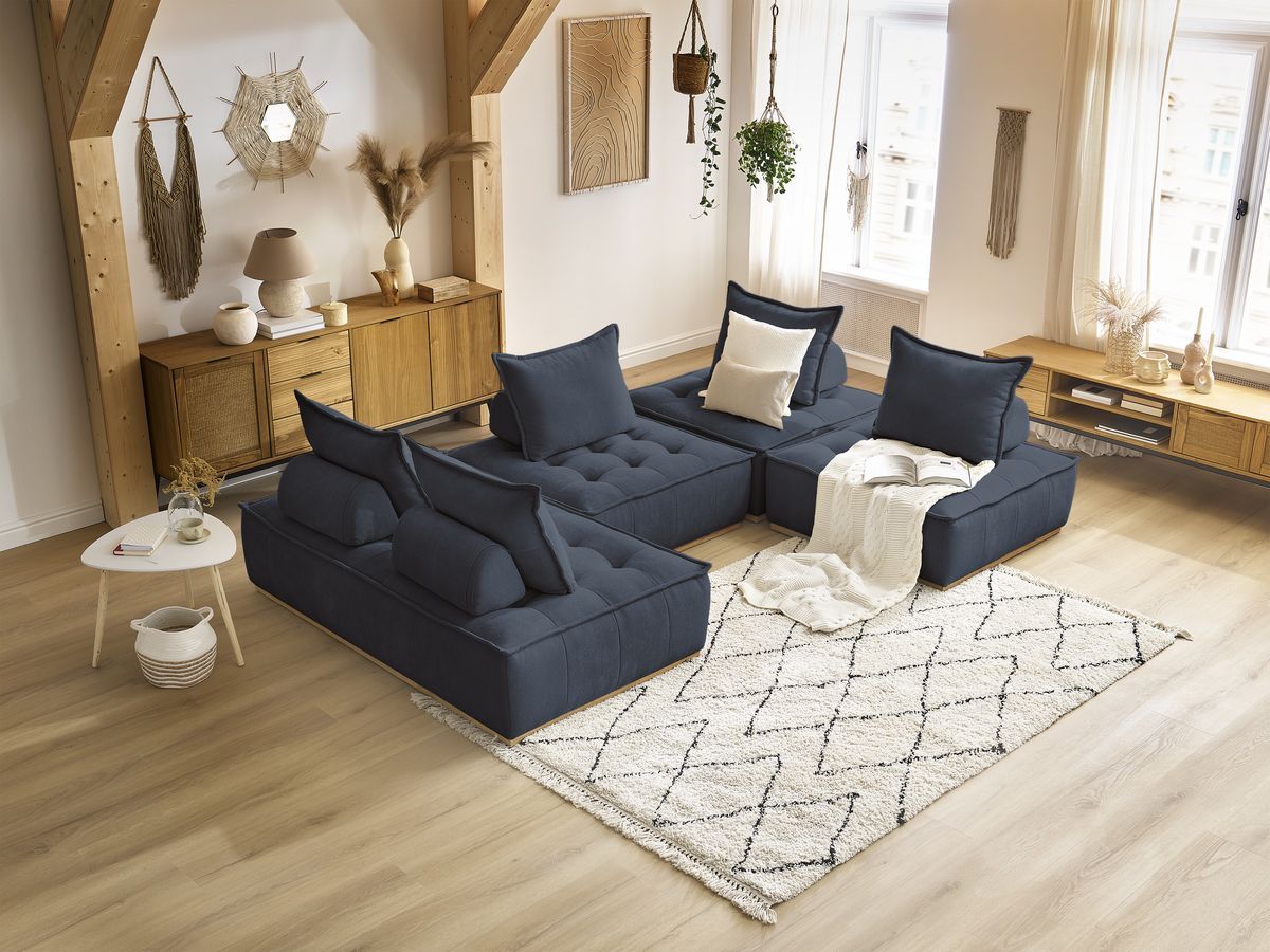 Bobochic Elisa Wohnlandschaft Strukturstoff Dunkelblau