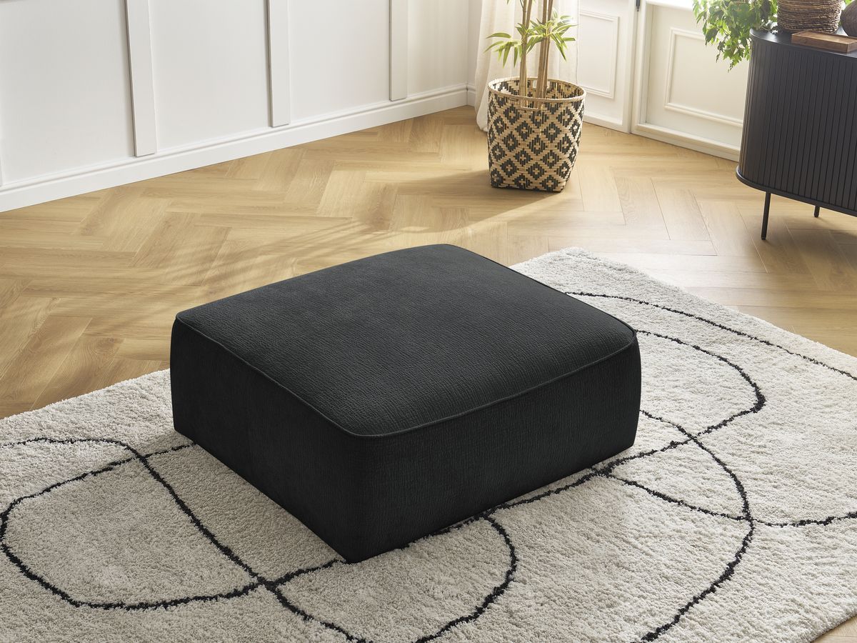 Bobochic Leopold Pouf Strukturstoff Schwarz