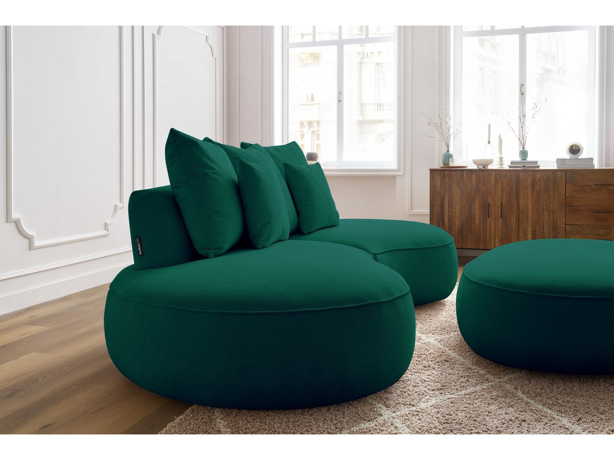 Bobochic Saint-germain Sofa 5-Sitzer mit Pouf Strukturstoff Grün