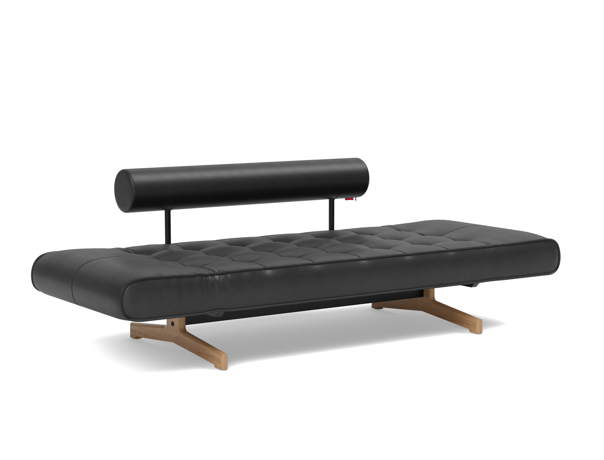 Tagesbett Ghia Lederoptik Faunal 550-Black Beine Eiche