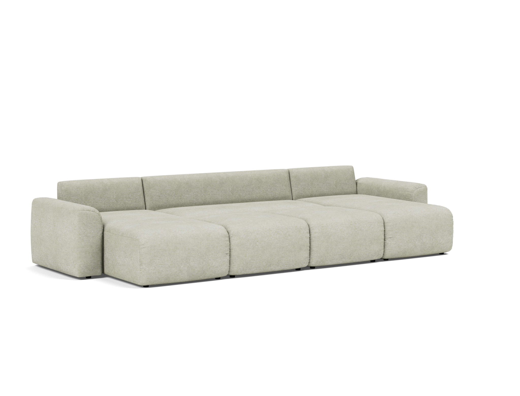 Schlafsofa Norum U-Form mit Chunky-Armlehnen Flachgewebe Avella 280-Sand