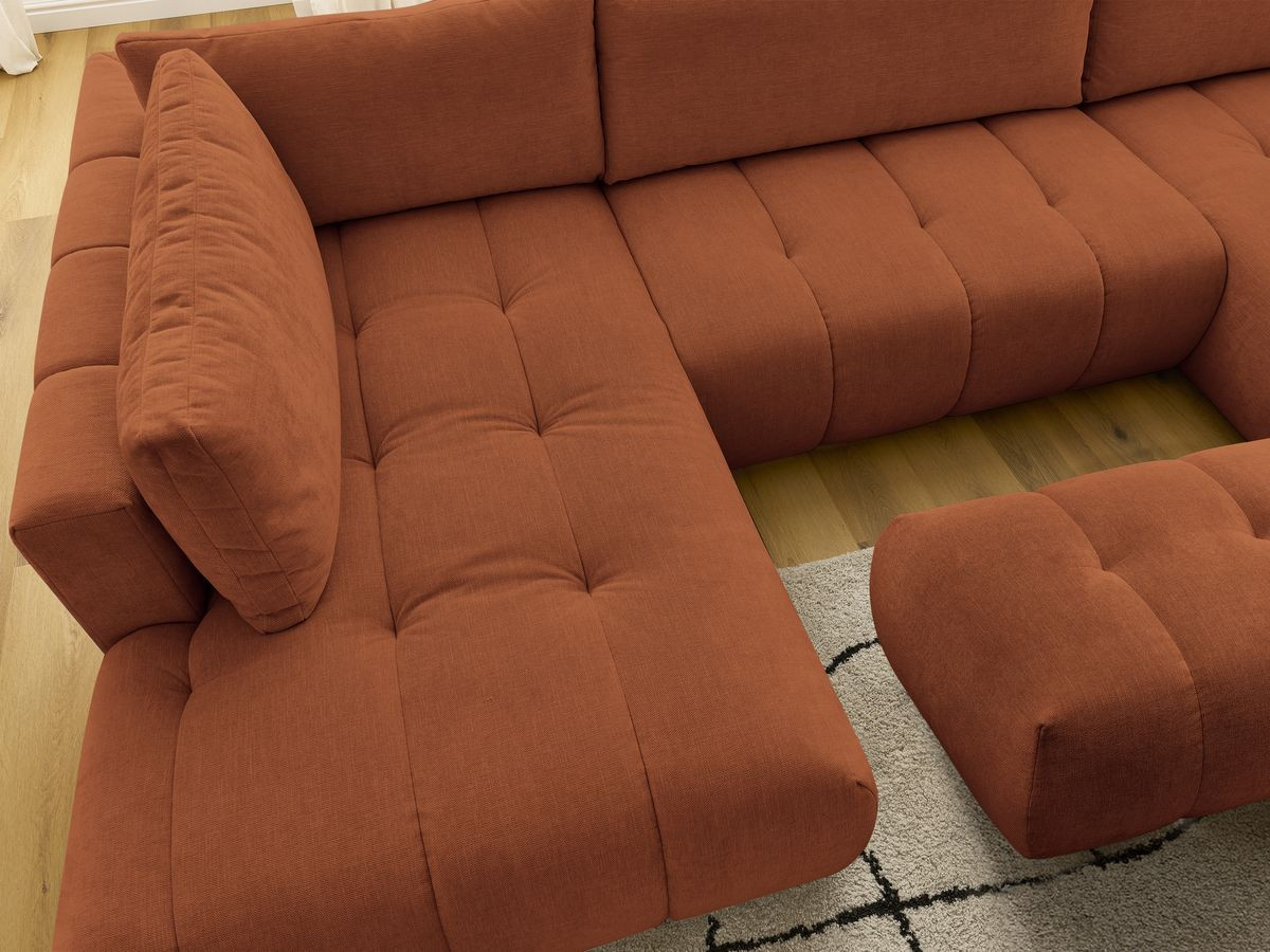 Bobochic Fuji Wohnlandschaft mit Pouf Stoff Orange Ecke rechts