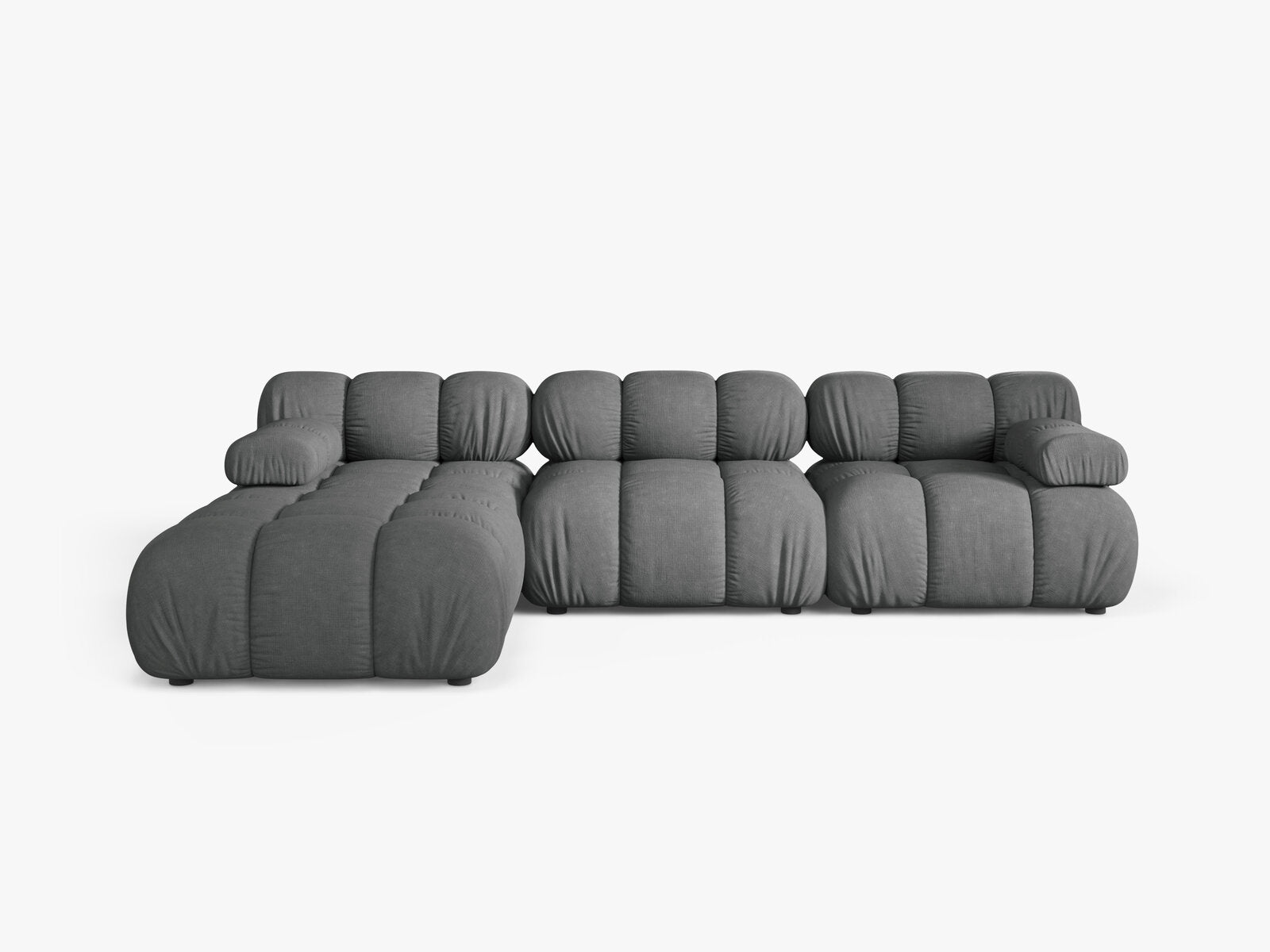 Micadoni Modulares Sofa Bellis 4-Sitzer mit flachem Modul Strukturierter Stoff Liberty Grau