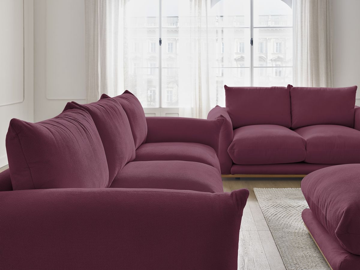 Bobochic Ernest Sofa 6-Sitzer mit Pouf Stoff Rot