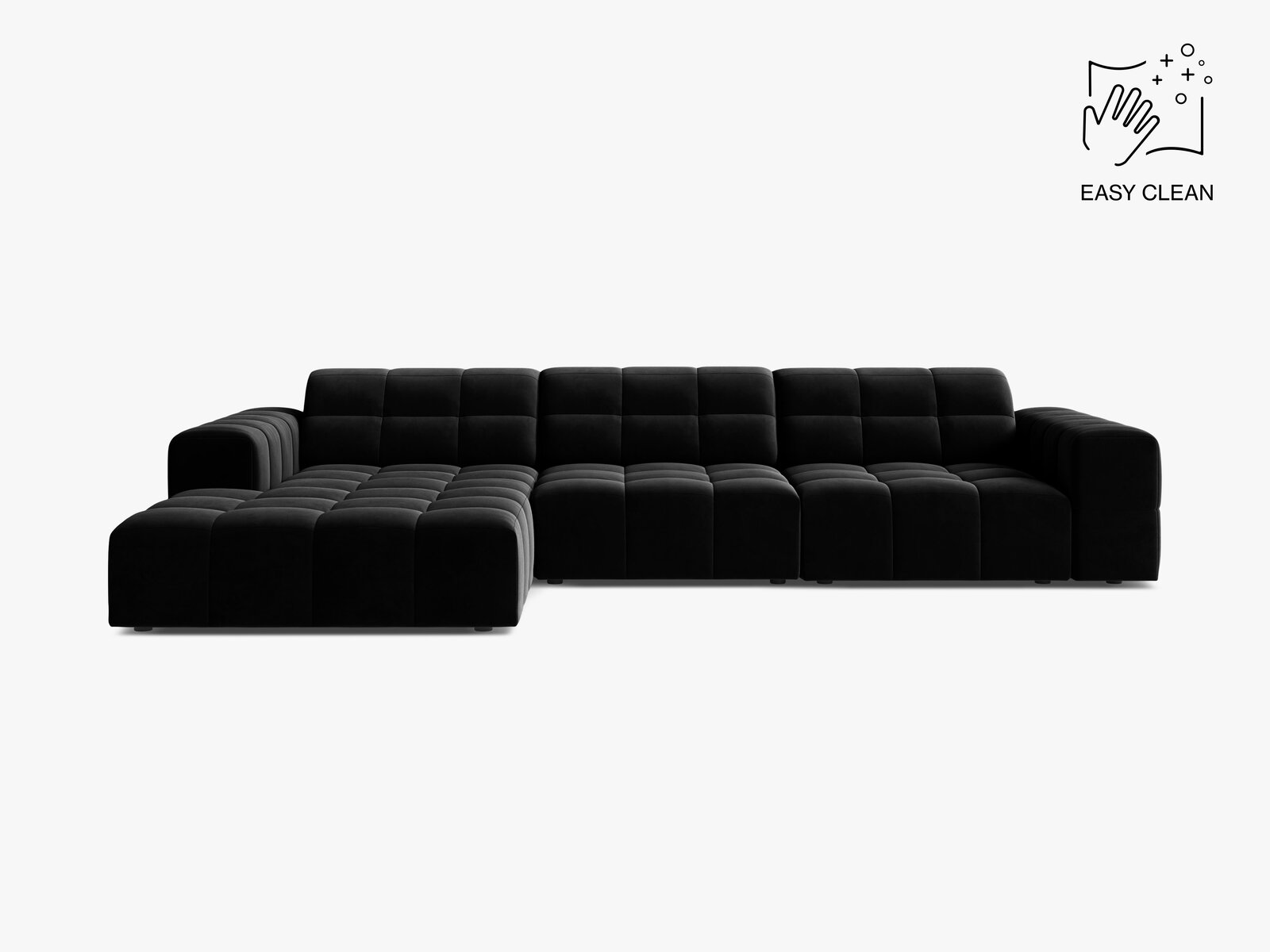 Micadoni Ecksofa Jennifer 4-Sitzer Samt Venus Schwarz Links