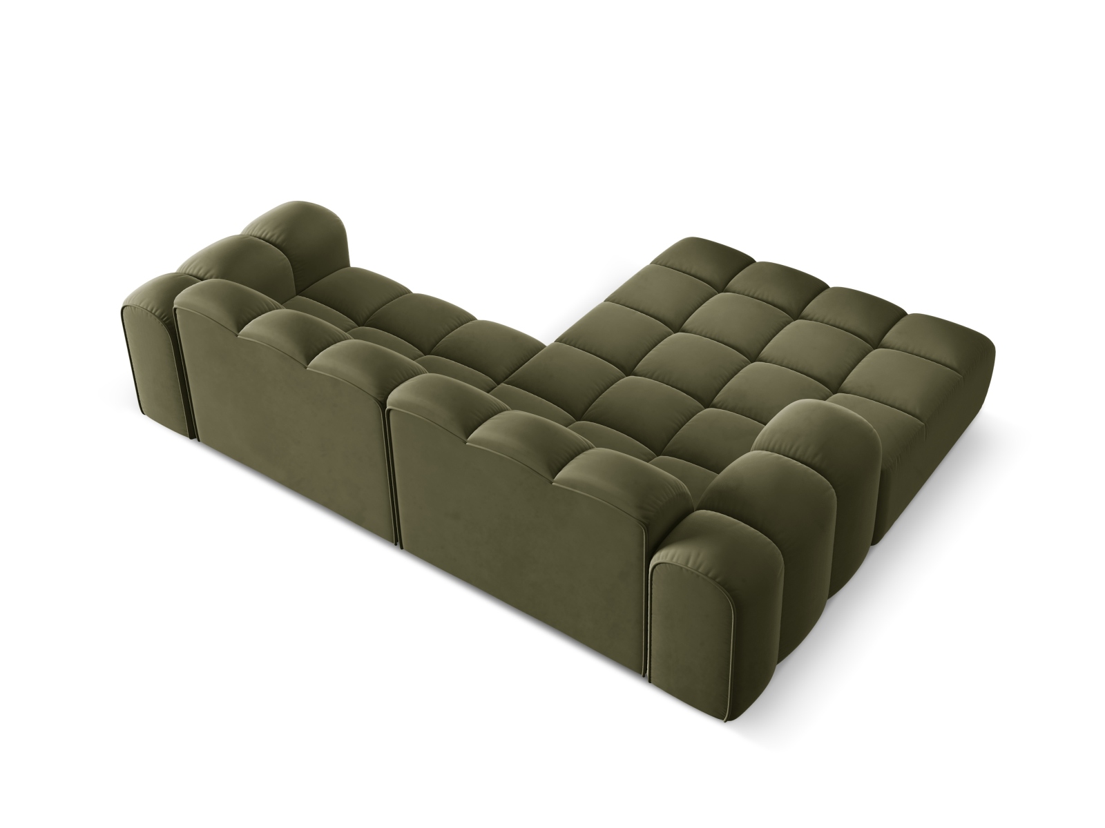Cosmopolitan Design Ecksofa Treno 3-Sitzer Samt Bluvel Grün Links