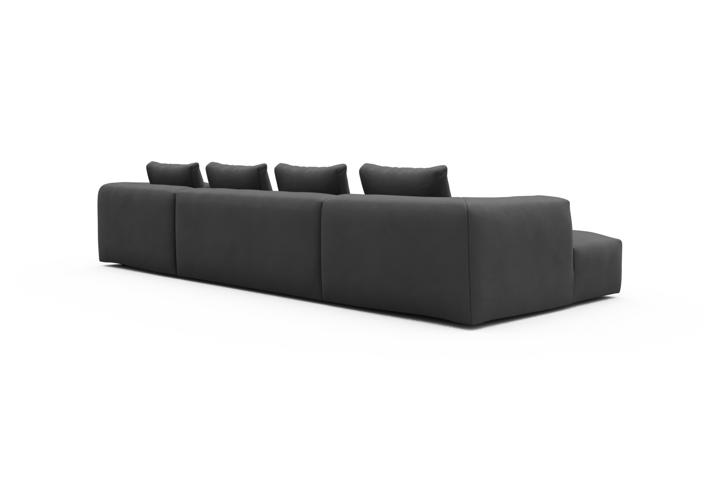 Wohnlandschaft Fred mit 2-Sitzer und Chaiselongue beidseitig Satya-Zinc