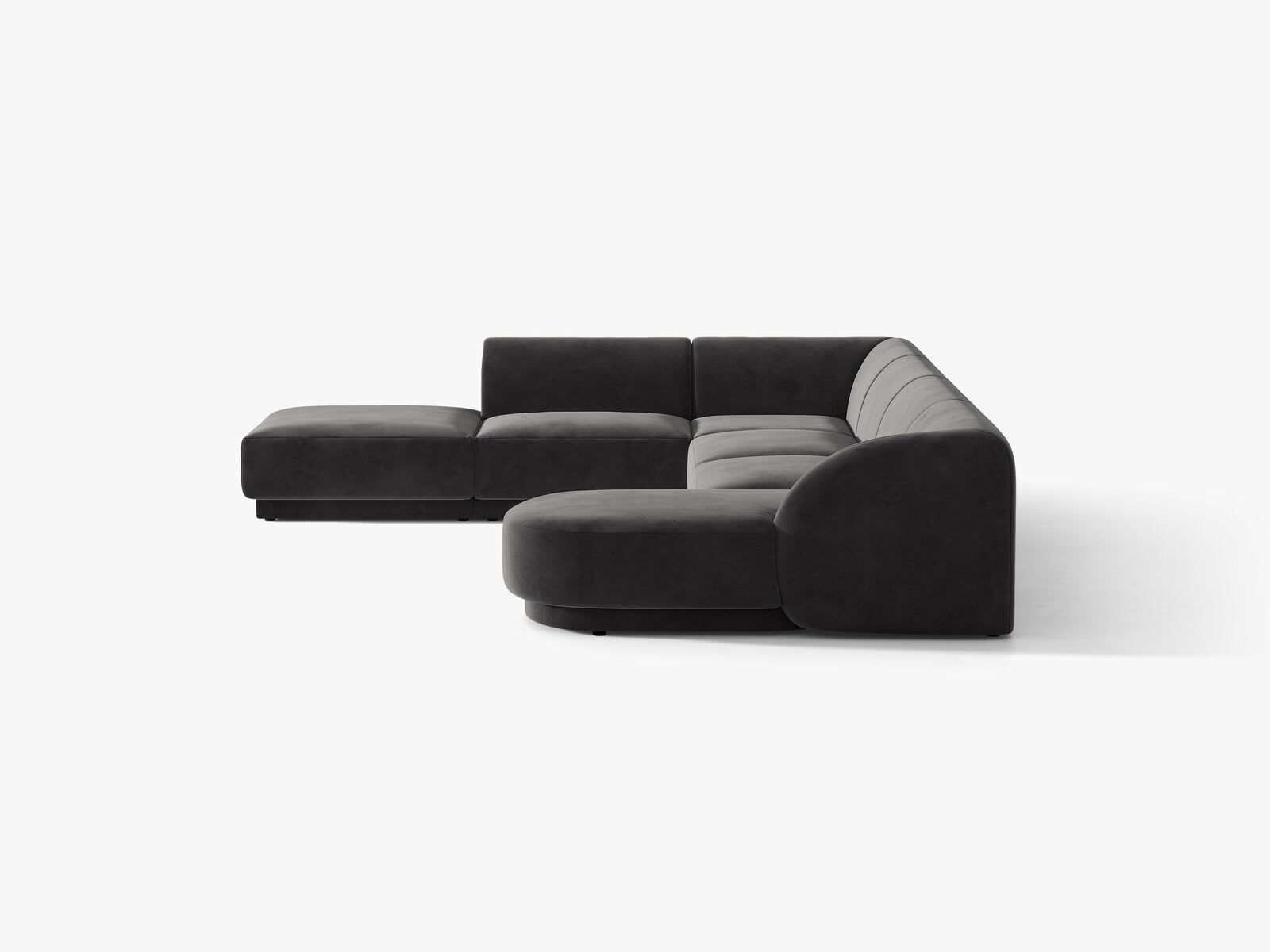 Micadoni Panorama-Ecksofa Miley 6-Sitzer Links Samt Bluvel Grau