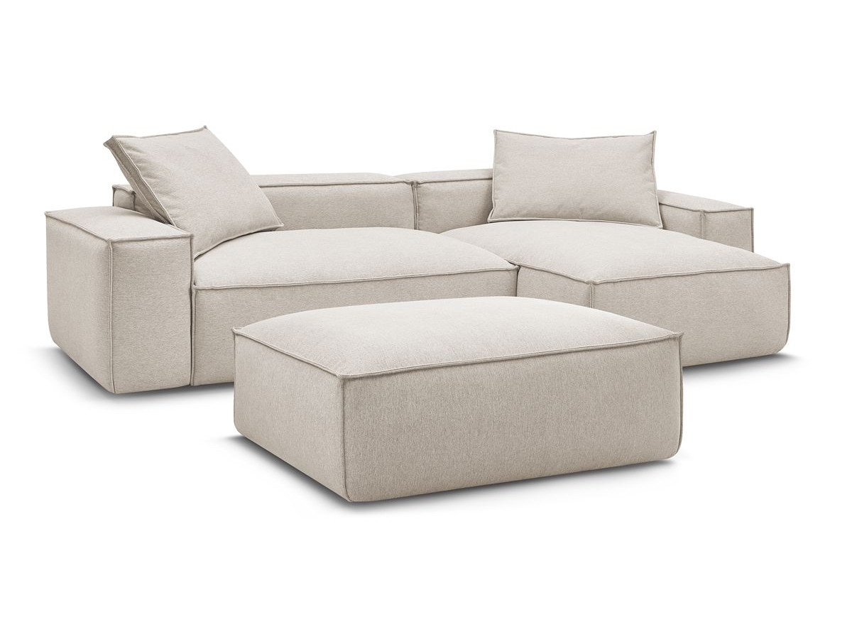 Bobochic Boheme Ecksofa mit Pouf Melange-Stoff Beige