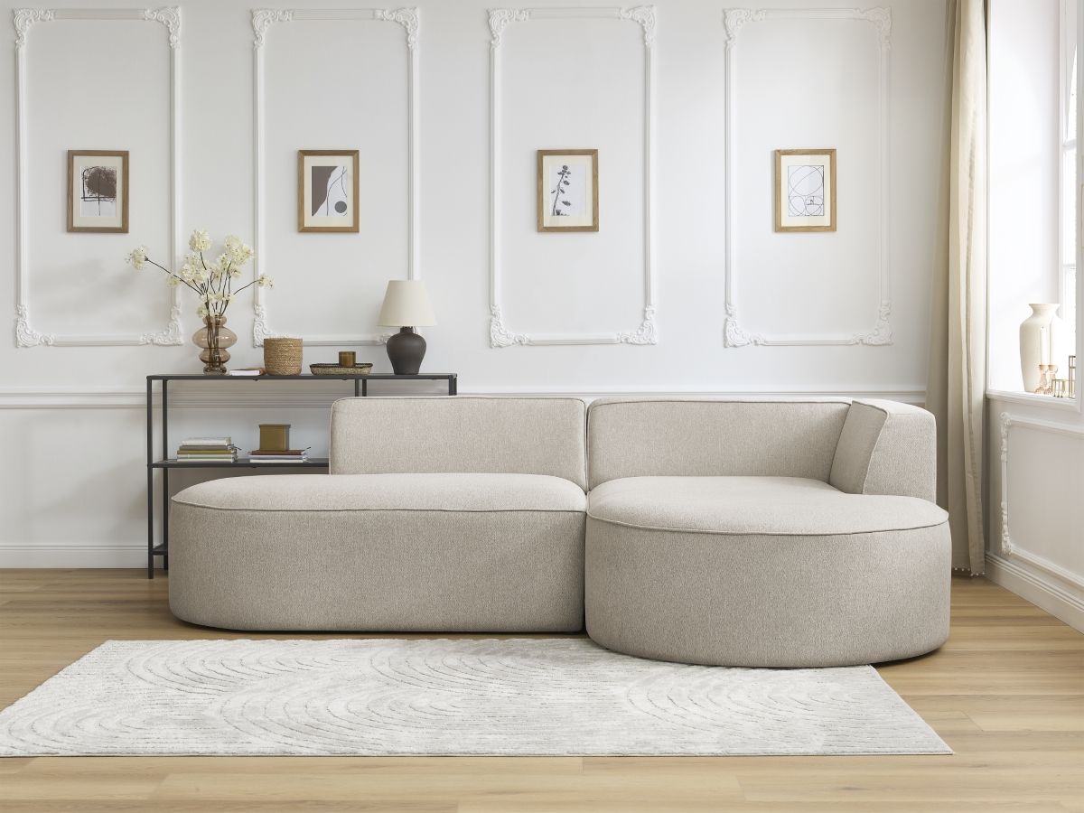 Bobochic Rousseau Ecksofa Melange-Stoff Beige Ecke rechts