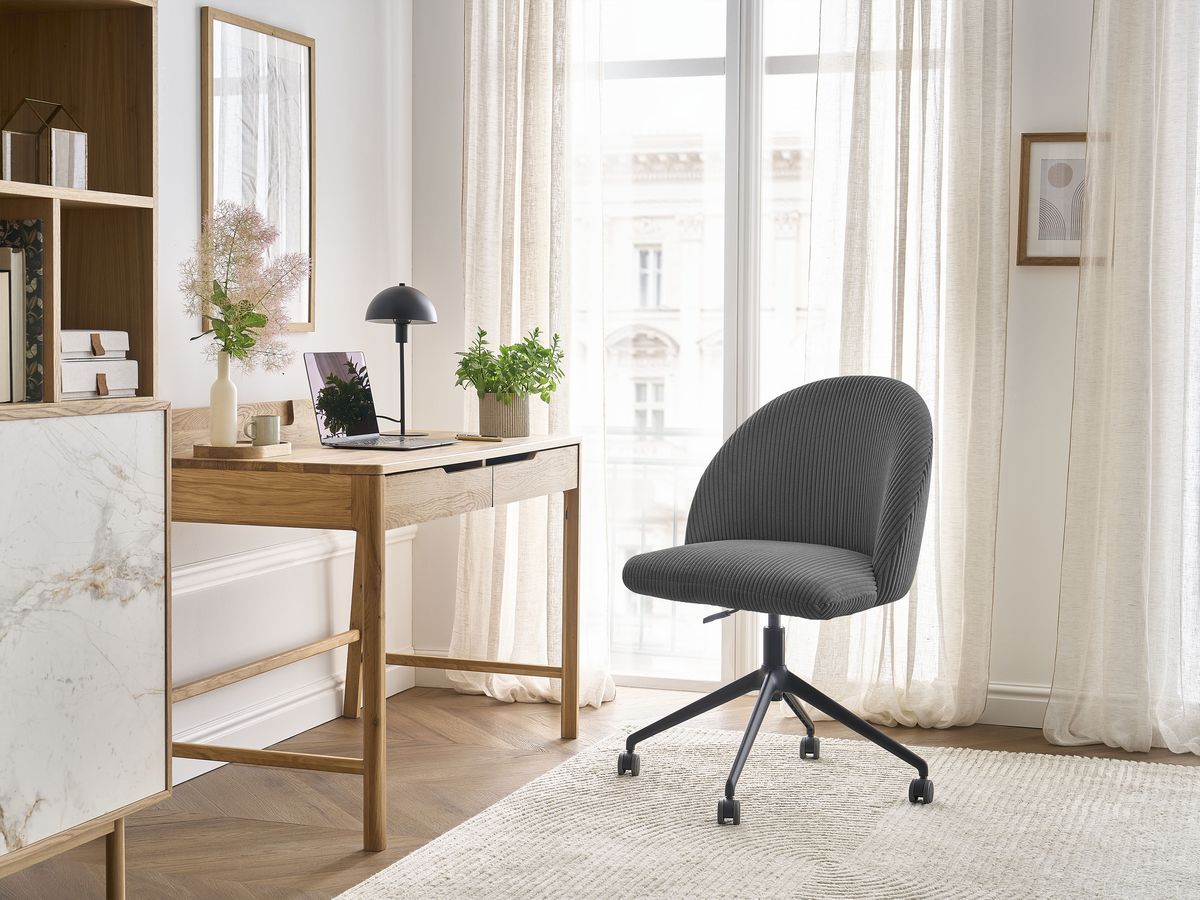 Bobochic Lalie Bürostuhl Cordsamt Dunkelgrau