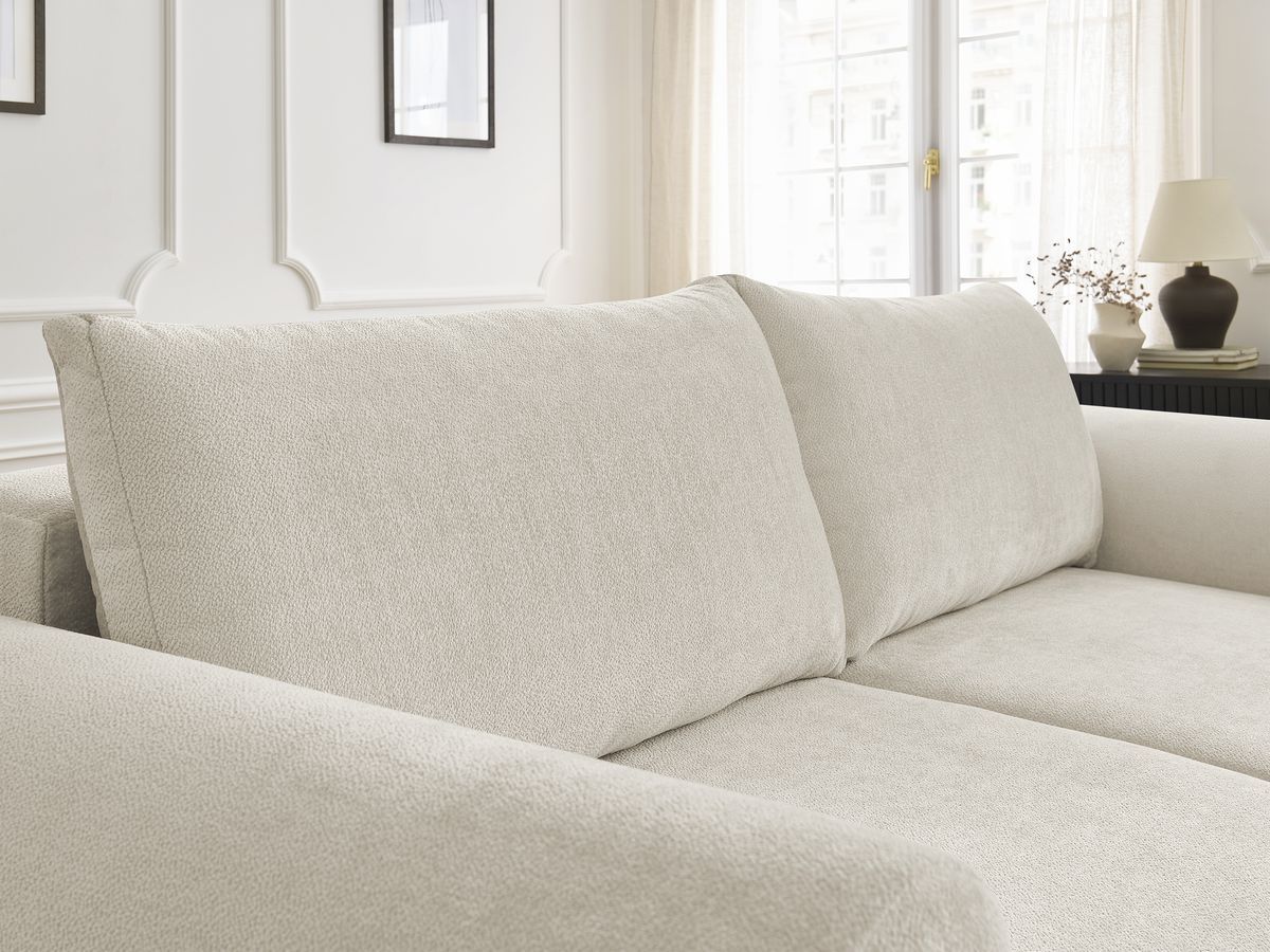 Bobochic Lucien Schlafsofa 3-Sitzer mit Bettkasten Stoff Beige
