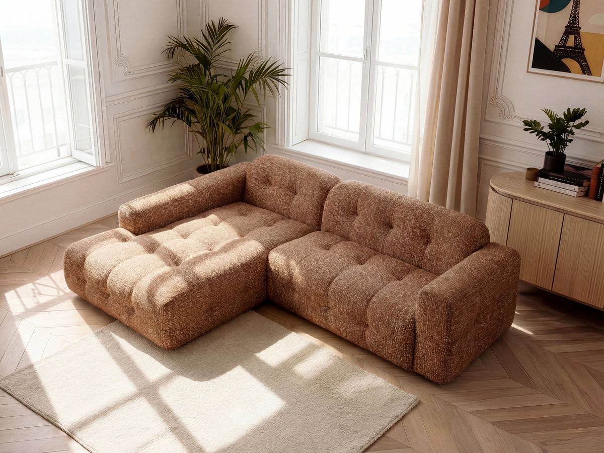 Bobochic Laura Ecksofa Melange-Stoff Orange Ecke links
