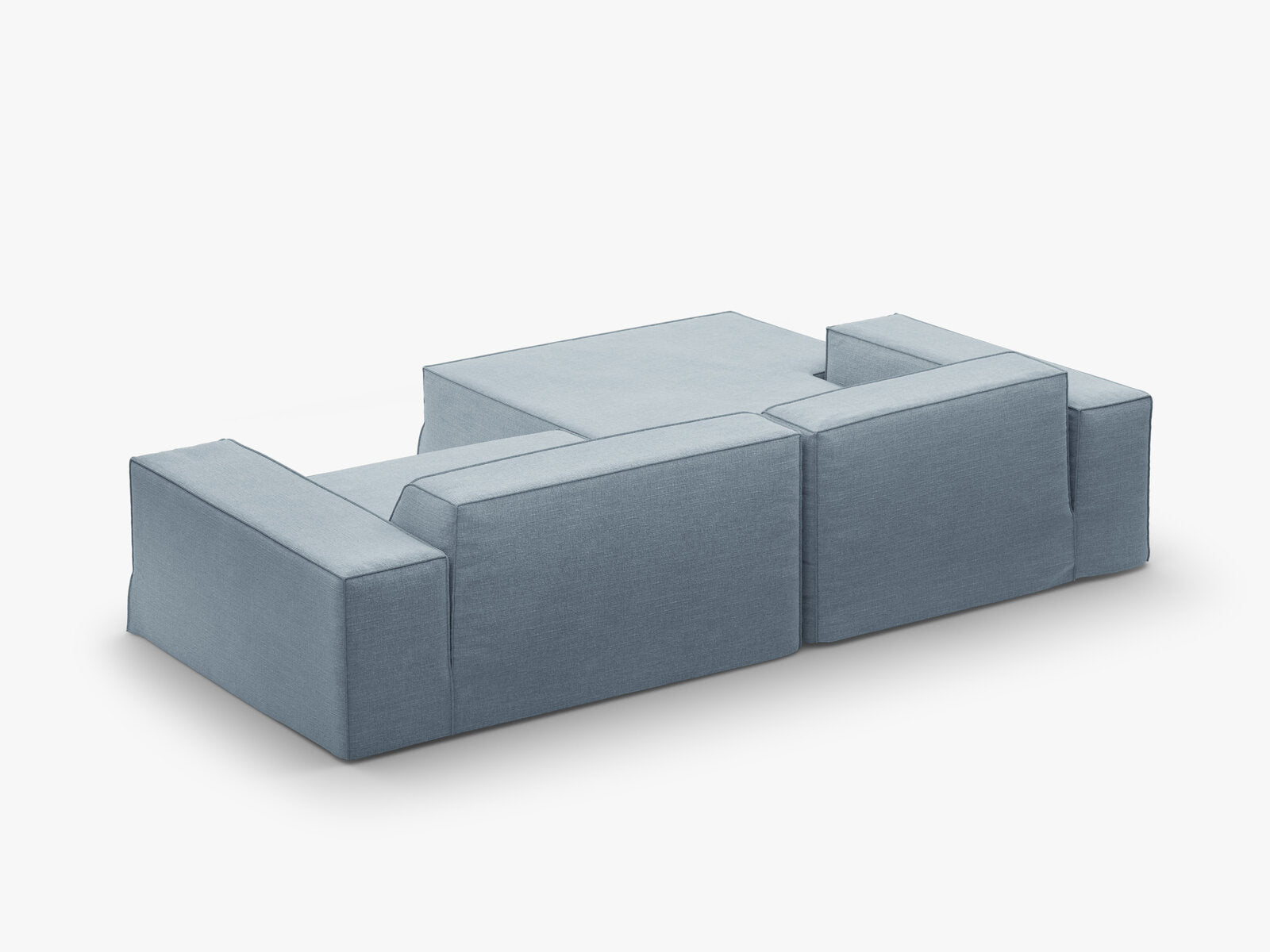 Micadoni Ecksofa Jodie 3-Sitzer Links Strukturierter Stoff Lins Gedämpftes Blau