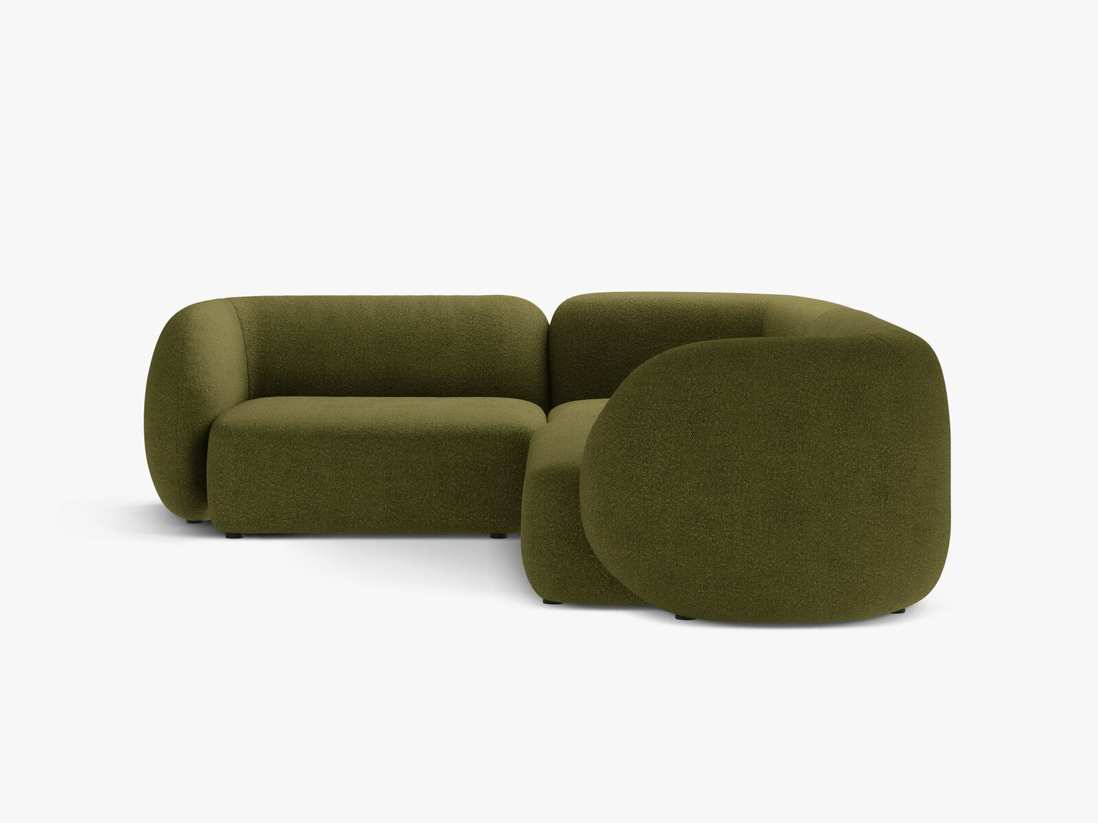 Micadoni Ecksofa Kate 4-Sitzer Links Boucle Baloo Dunkel-Olivgrün