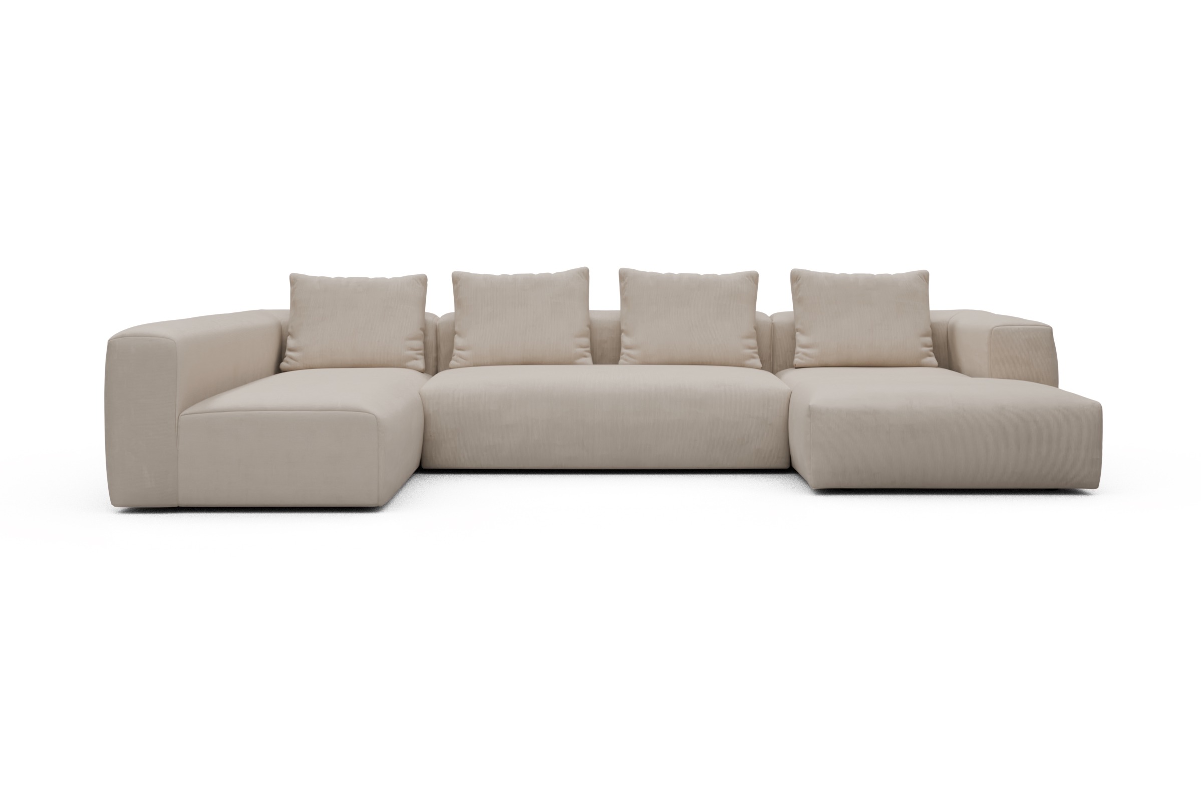 Skandi Home Wohnlandschaft Fred Chaiselongue rechts mit 2-Sitzer und lange Armlehne links Cordufine-Off-White moebelfaktor