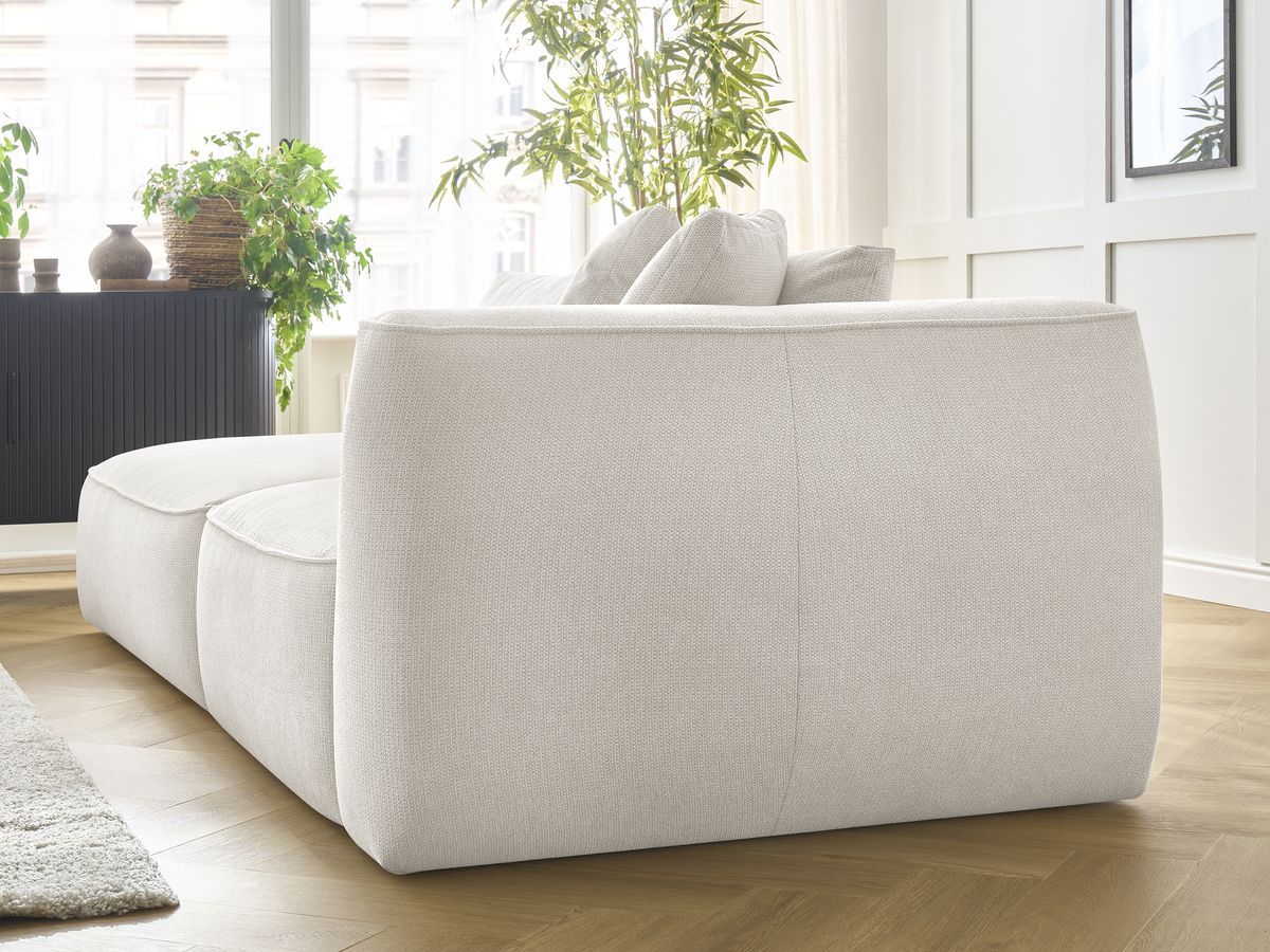 Bobochic Leopold Sofa 4-Sitzer mit Pouf Melange-Stoff Weiß Armlehne rechts