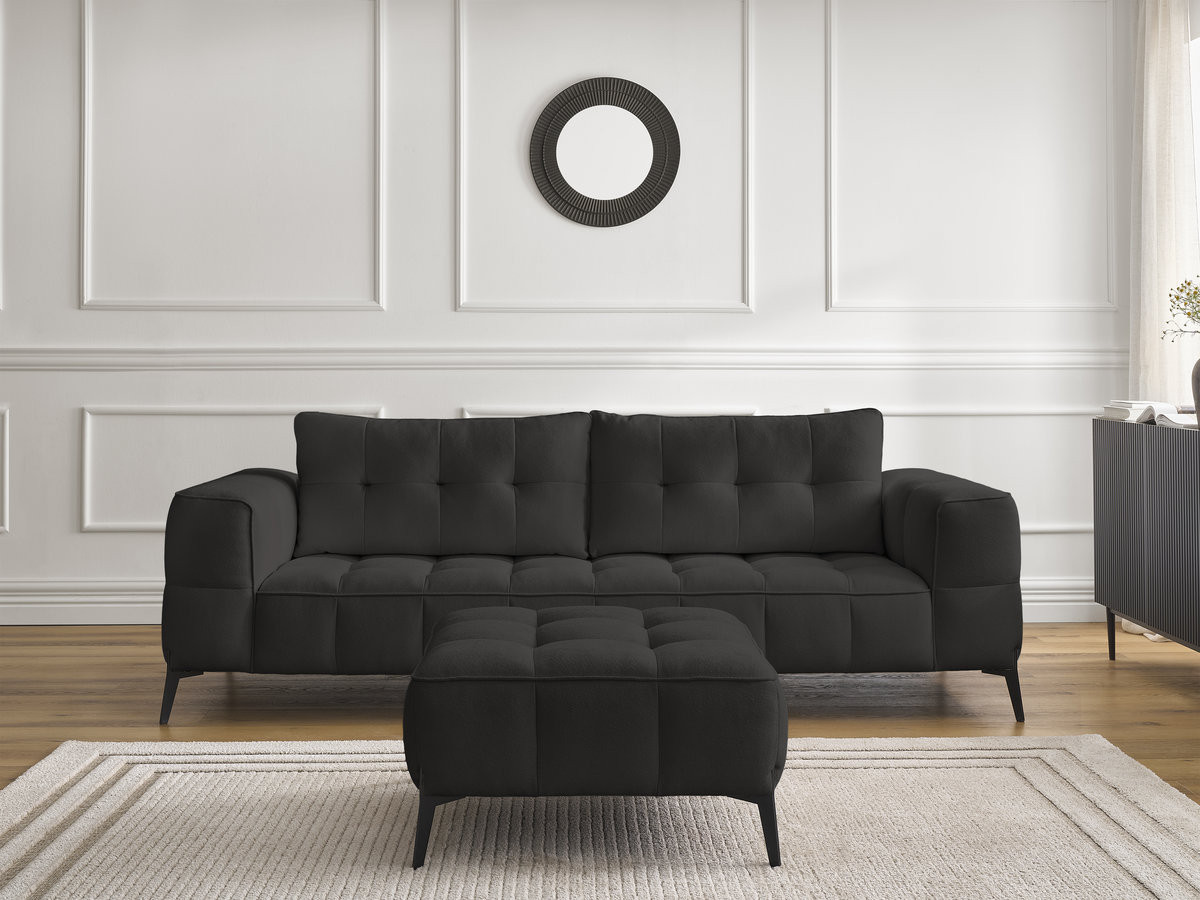 Bobochic Anis Sofa 3-Sitzer mit Pouf Strukturstoff Schwarz