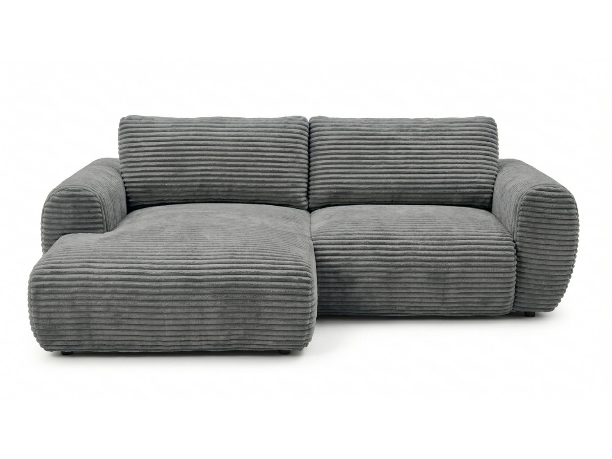 Bobochic Lucien Ecksofa mit Schlaffunktion und Bettkasten Breitcord weich Dunkelgrau Ecke links