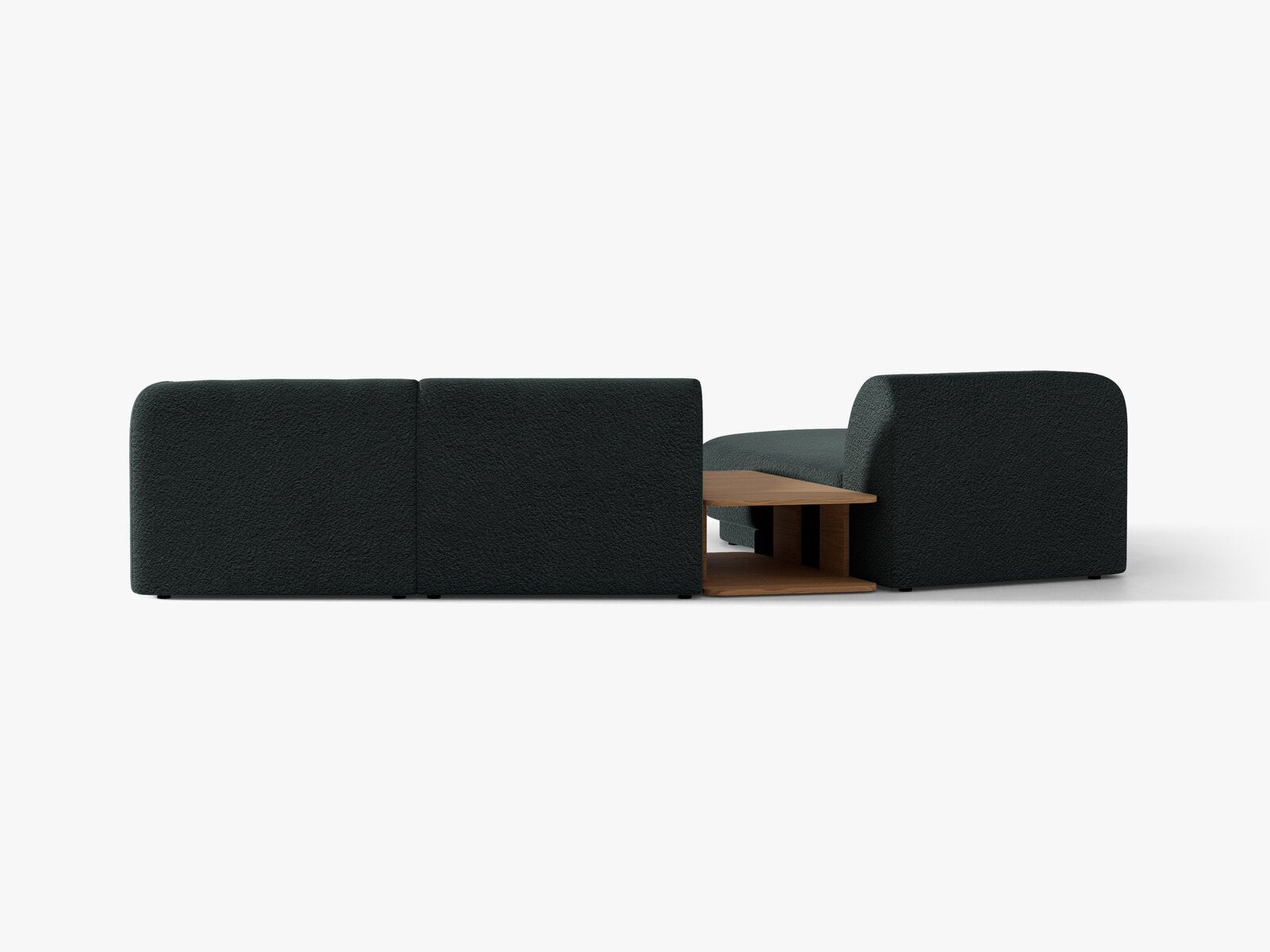 Micadoni Modulares Sofa Miley mit Recamiere 3-Sitzer Links Boucle Baloo Schwarz