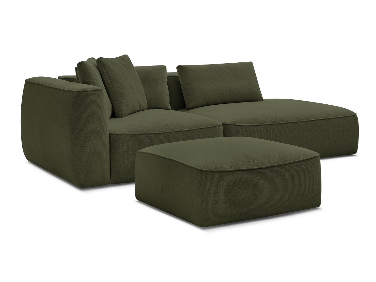 Bobochic Leopold Sofa 4-Sitzer mit Pouf Melange-Stoff Dunkelgrün Armlehne links