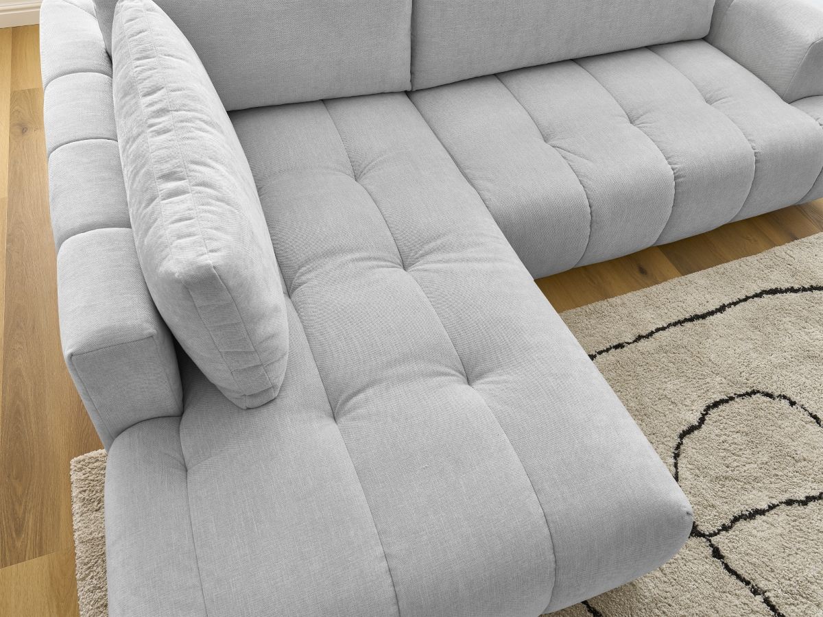 Bobochic Fuji Ecksofa mit Schlaffunktion und Bettkasten 282 × 204 cm Stoff Hellgrau Ecke links