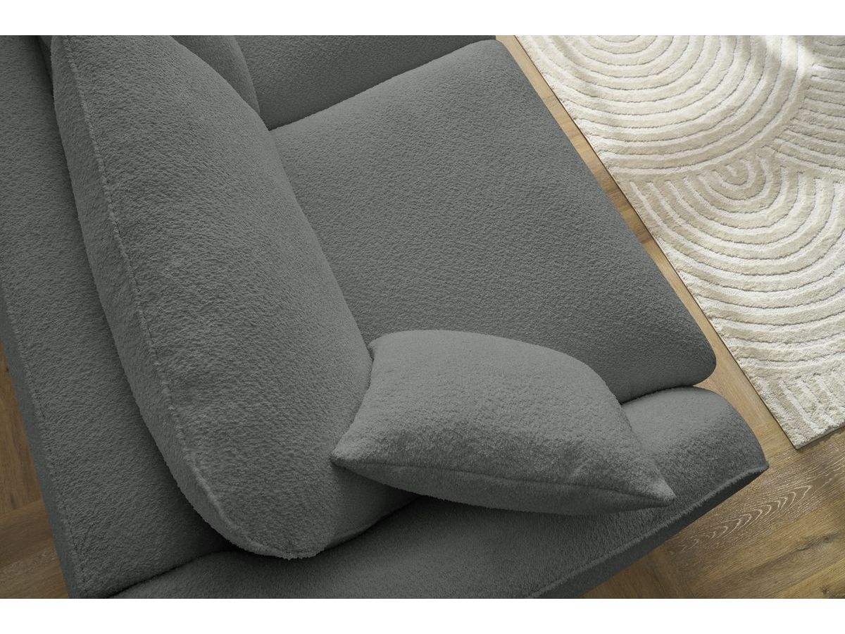 Bobochic Cezanne Schlafsofa 3-Sitzer Bouclé-Stoff Dunkelgrau, Liegefläche 140 × 194 cm
