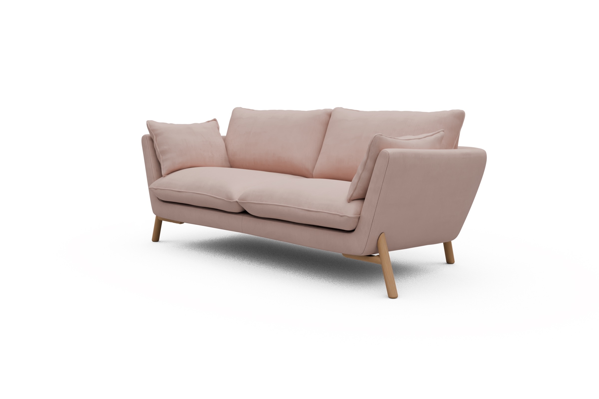Sofa Emil 2-Sitzer Beinfarbe Eiche Natur Cordufine-Blush