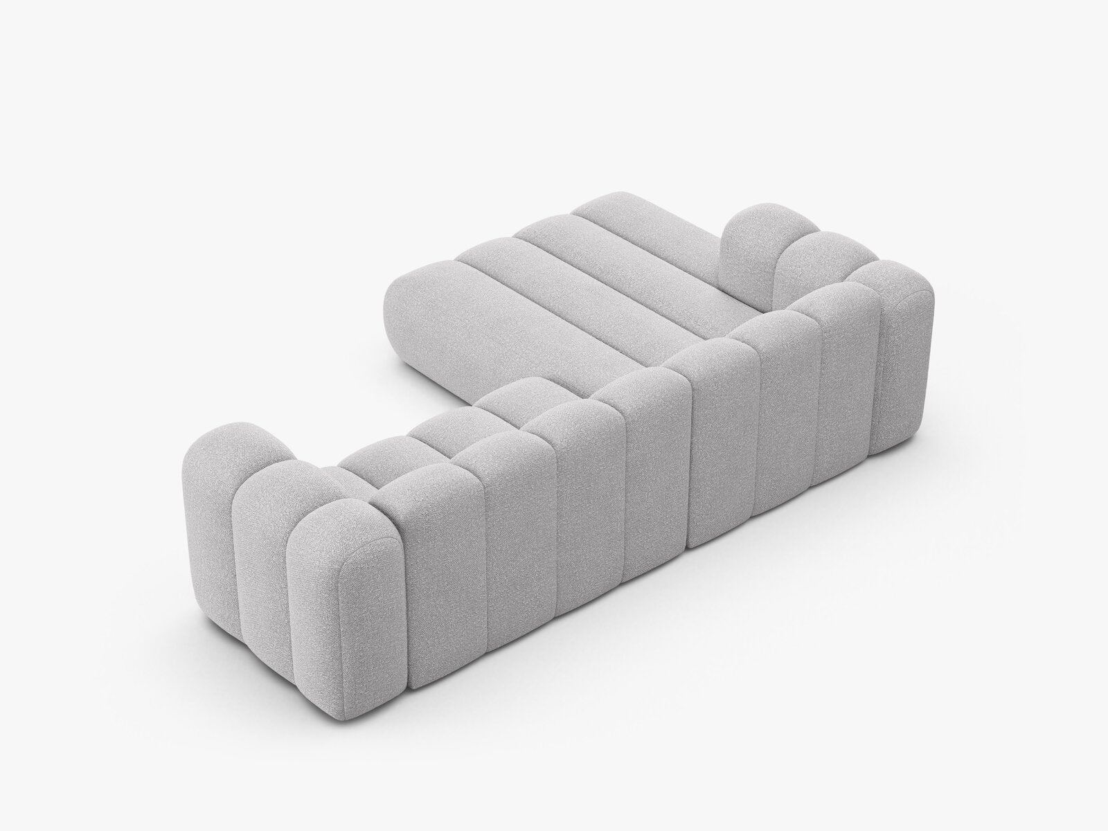 Micadoni Modulares Ecksofa Lupine 4-Sitzer mittelgroß Links Boucle Baloo Hellgrau