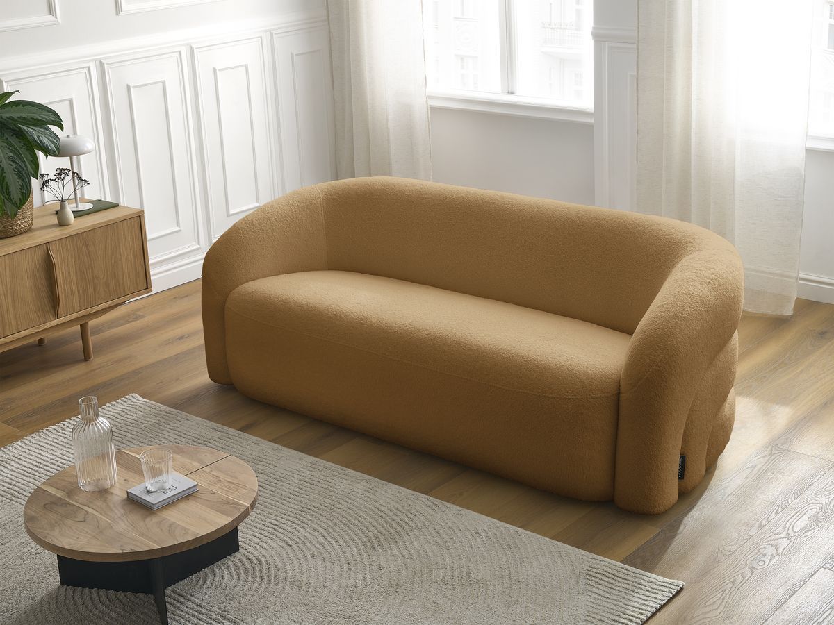 Bobochic Elina Sofa 3-Sitzer Bouclé-Stoff Gelb