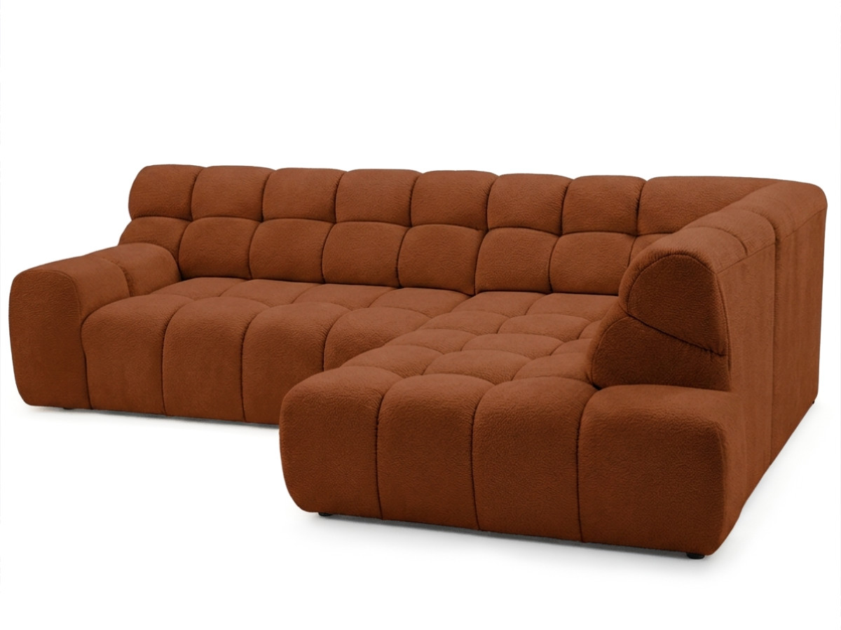 Bobochic Andre Ecksofa mit Schlaffunktion Chenille Orange Ecke rechts