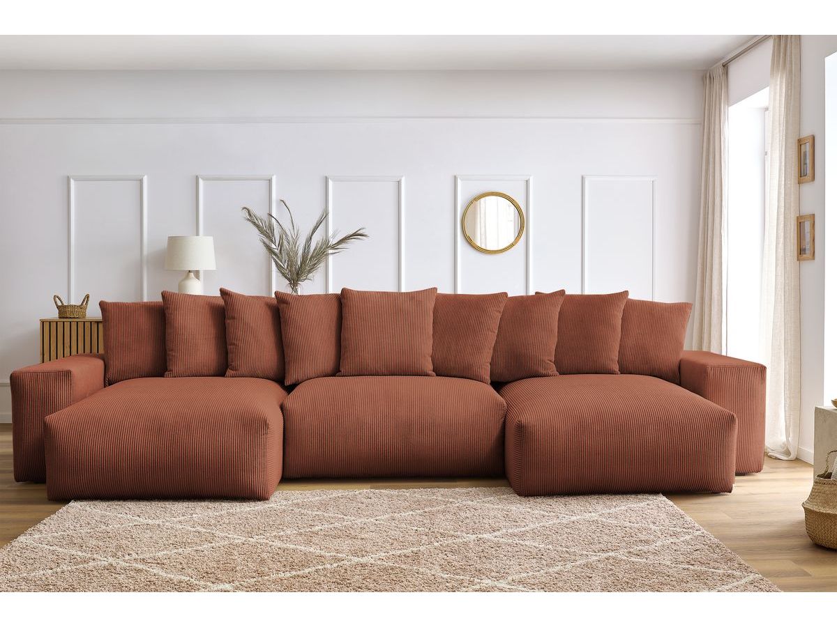 Bobochic Voltaire Wohnlandschaft 420 × 165 cm Cordsamt Orange