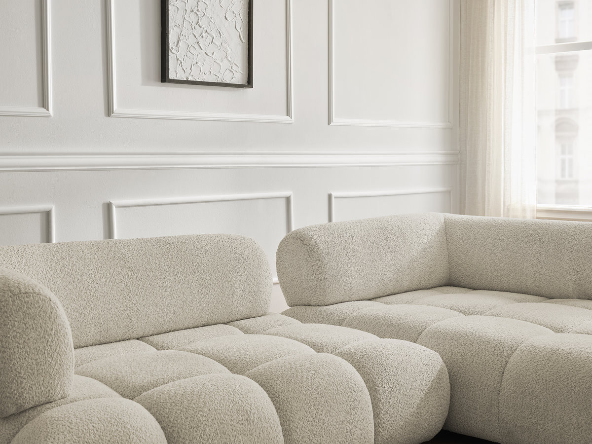 Bobochic Alya Ecksofa Bouclé-Stoff Beige Ecke rechts