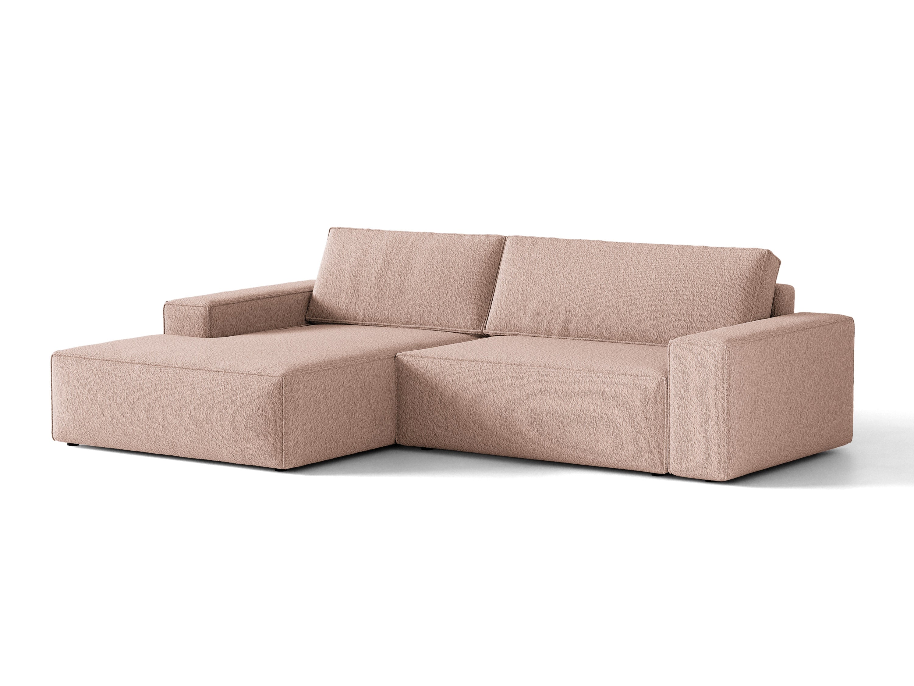 Micadoni Schlaf-Ecksofa Jodie 3-Sitzer Boucle Baloo Puderrosa Links
