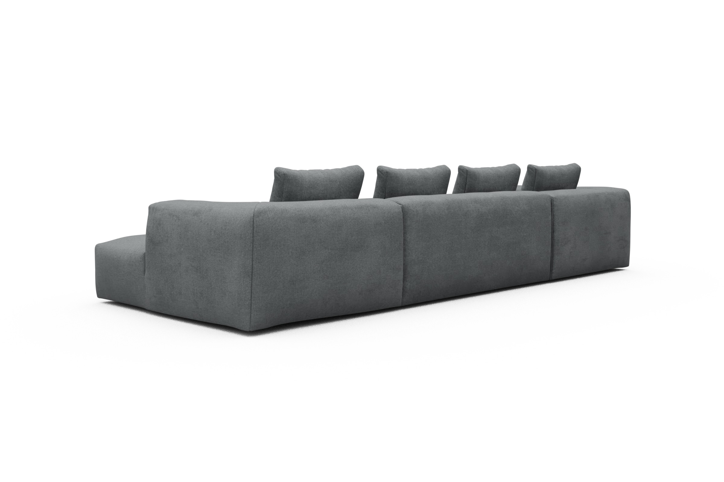 Wohnlandschaft Fred Relax-Ecke links mit 2-Sitzer und Chaiselongue rechts Strukturierter Stoff Casone 495-Gravel-Grey