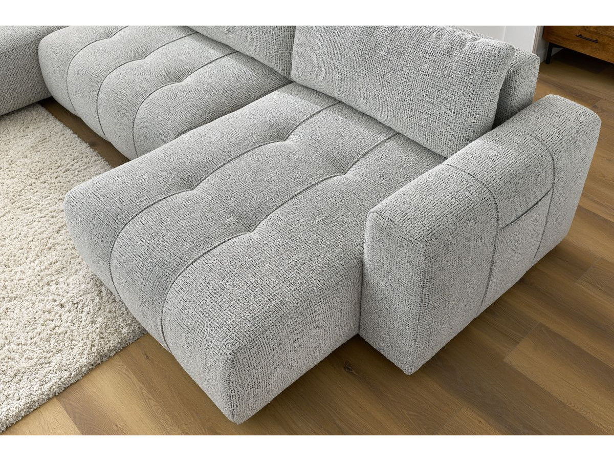 Bobochic Arsene Wohnlandschaft Melange-Stoff Hellgrau Ecke links