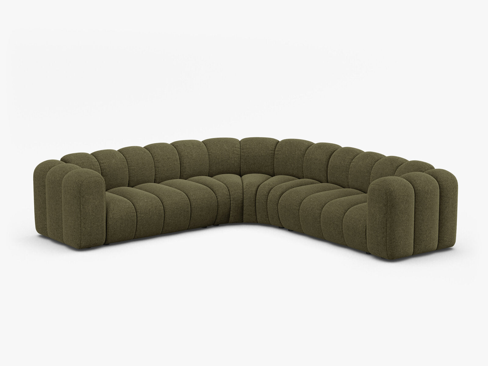 Micadoni symmetrisches Ecksofa Lupine 5-Sitzer mittelgroß Chenille Eden Grün